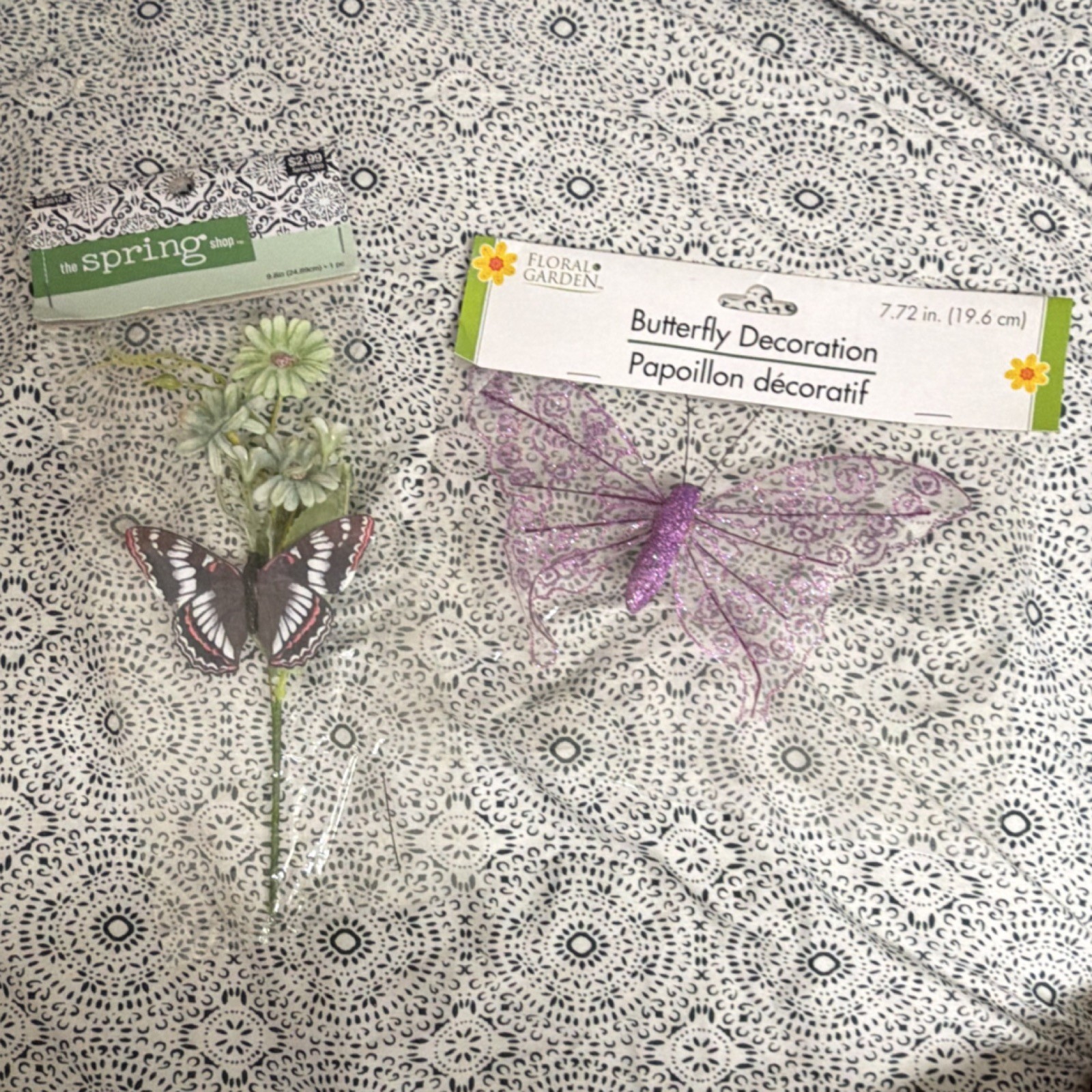 The Spring Shop Floral Garden Spring Garland Butterfly Decoration Purple 7.72 in