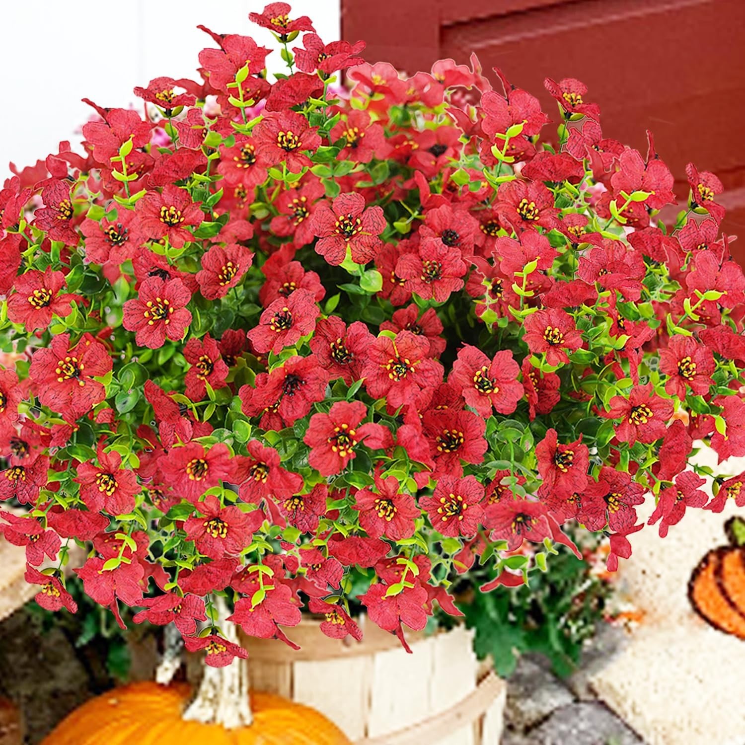 20 Bundles Artificial Flowers, UV Resistant Faux Silk Outdoor Planter Decor