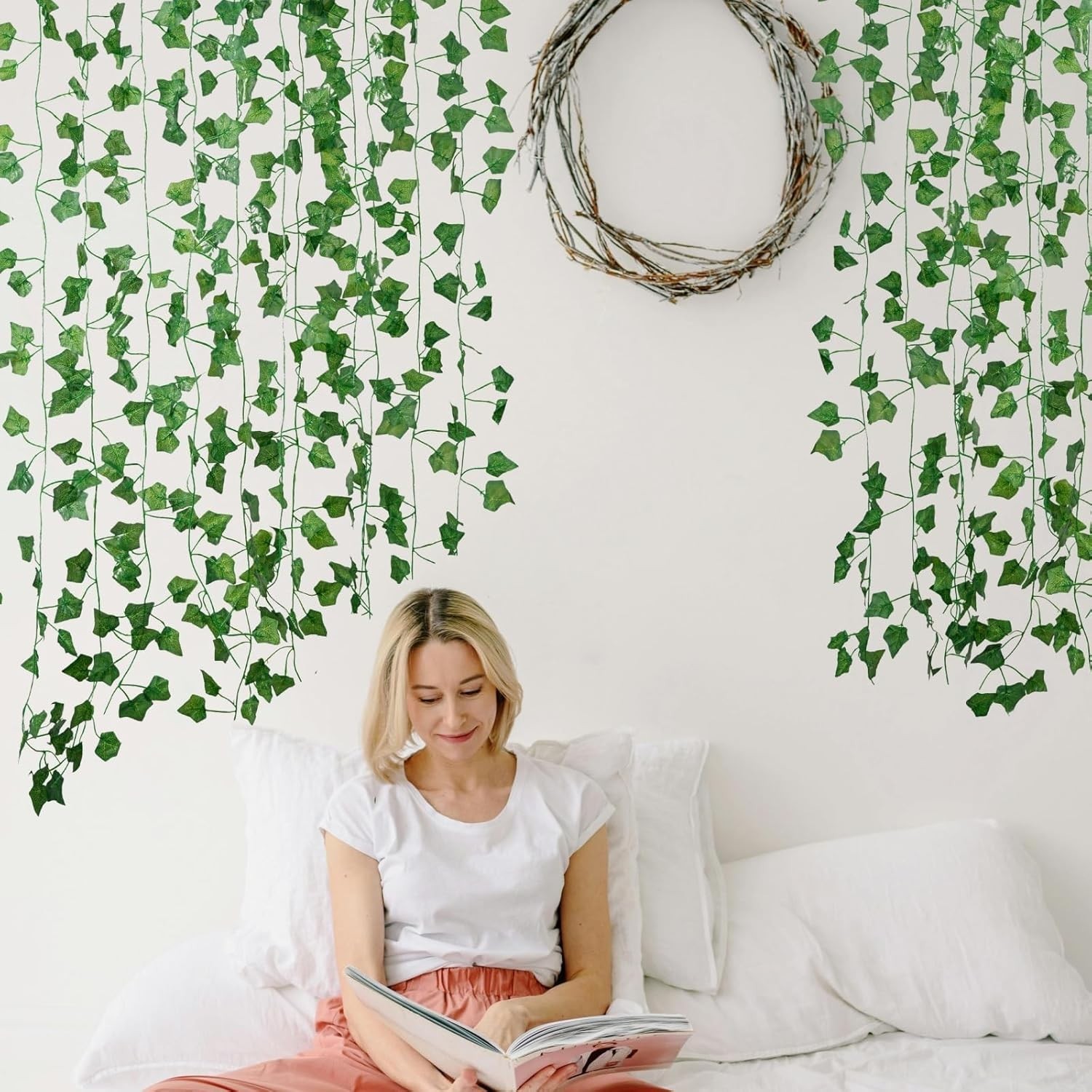 Fake Vines for Room Decor(12 Pack 84 Feet) Aesthetic Artificial Plant Ivy Leaves