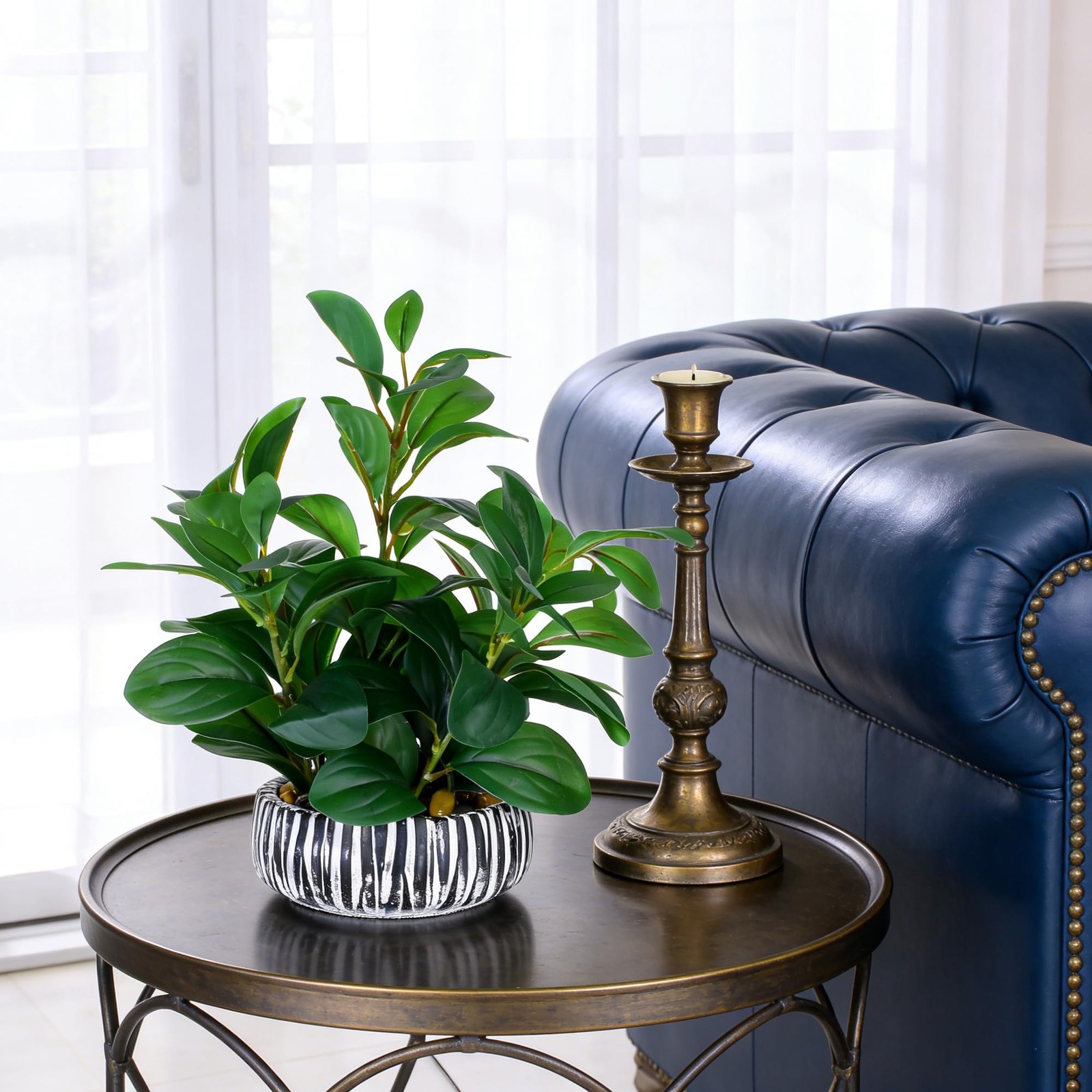 Realistic Artificial Potted Plant Faux Indoor Greenery Home Office Decor Vase