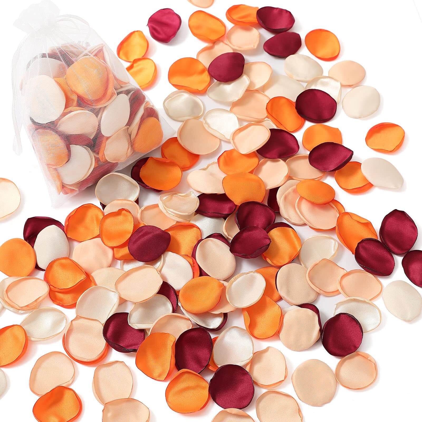 500PCS 4 Color Mix Silk Rose Petals Burgundy Gold White Orange Wedding Aisle