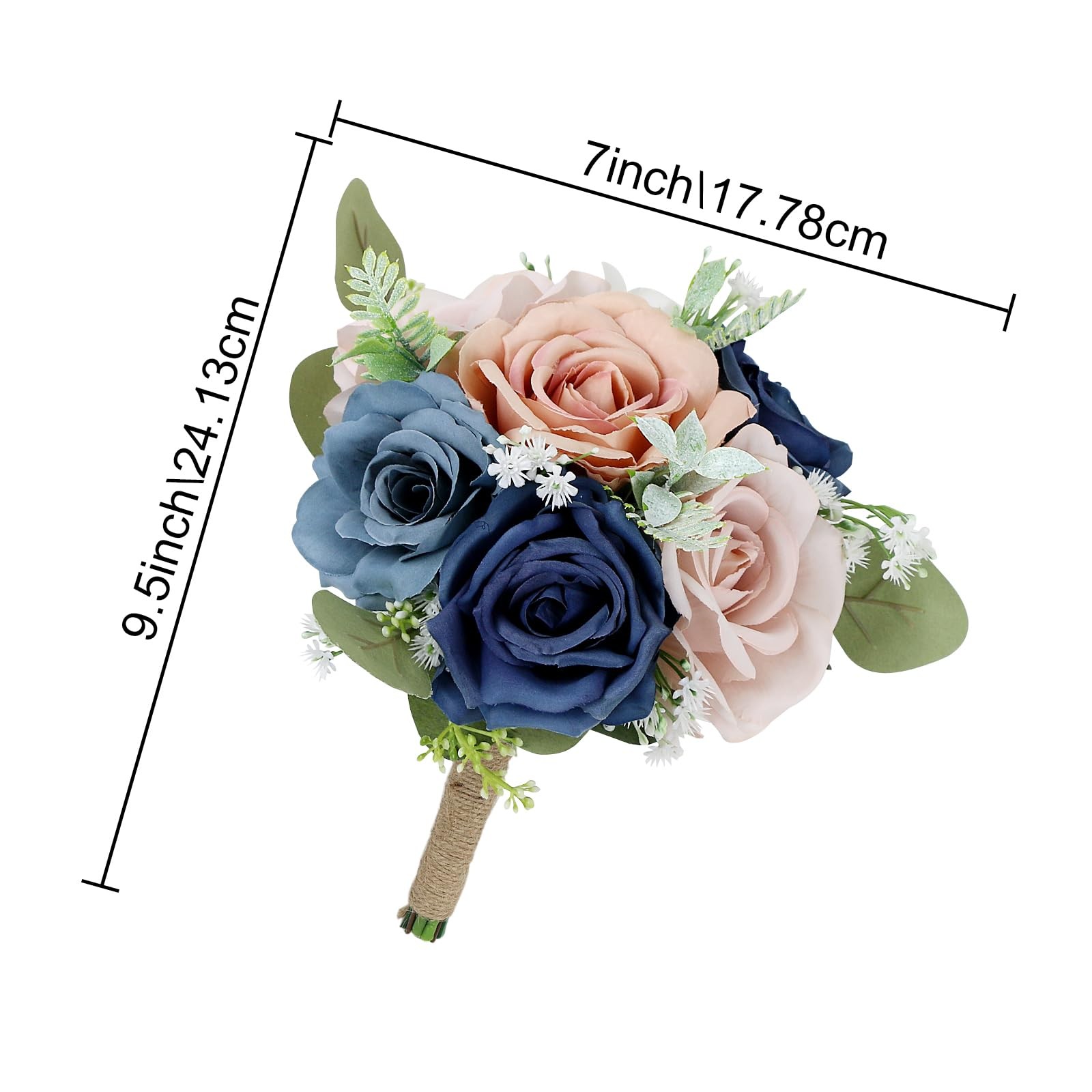 Set of 4 Bridesmaid Bouquets for Wedding – 7 Inch Artificial Flowers Bouquets…