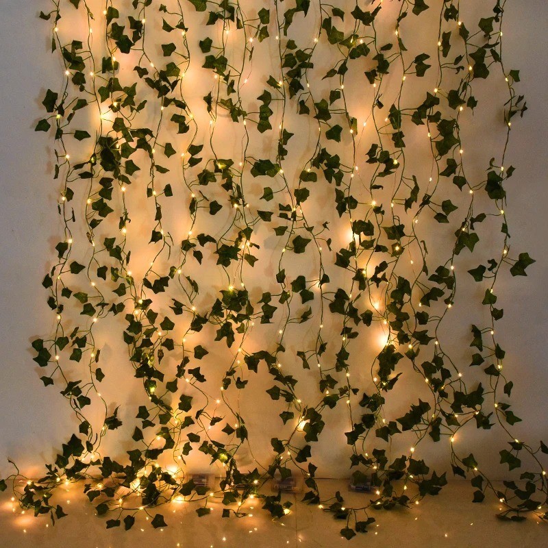 2/5/10M Silk Leaves Fake Creeper Green Leaf Ivy Vine LED