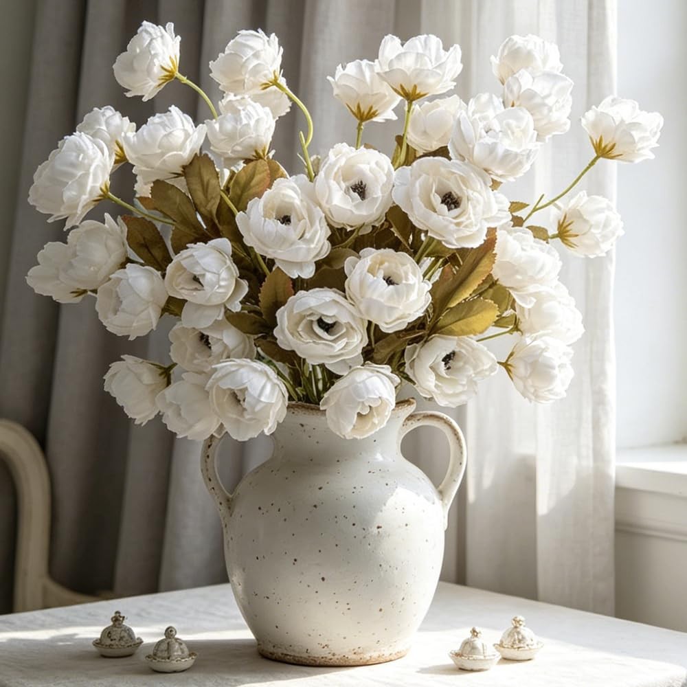 Artificial Peony for Vase, 6 Pcs Fake Peonies 28” Faux Silk Flowers Bulk Bra…