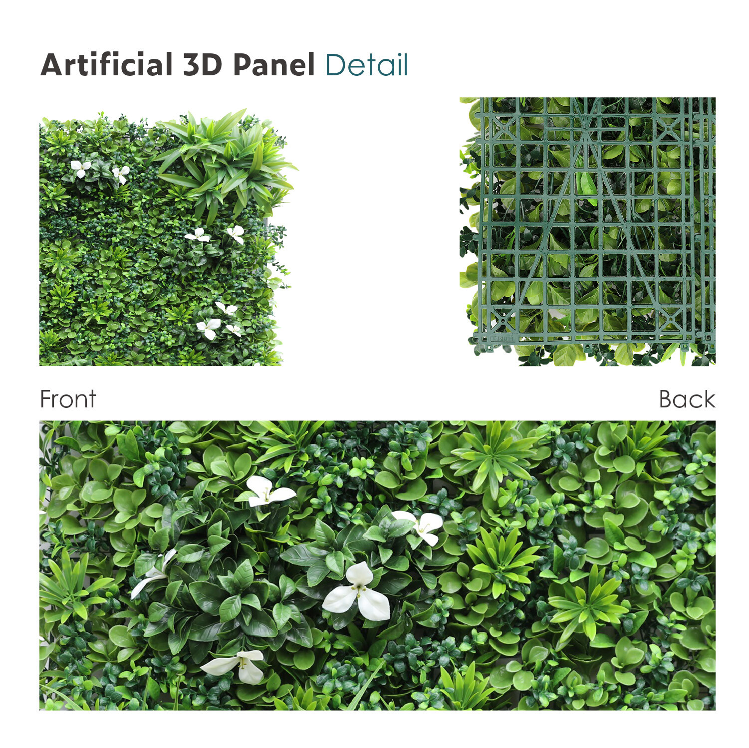 40″x 40″ Artificial 3D Faux Ivy Fence Mixed Panel Mat Wall Fence Hedge Decor #02