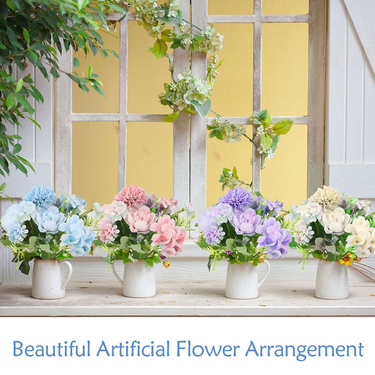 4pcs Silk Peony Artificial Hydrangea Flowers Bouquet Party Wedding Home Decor
