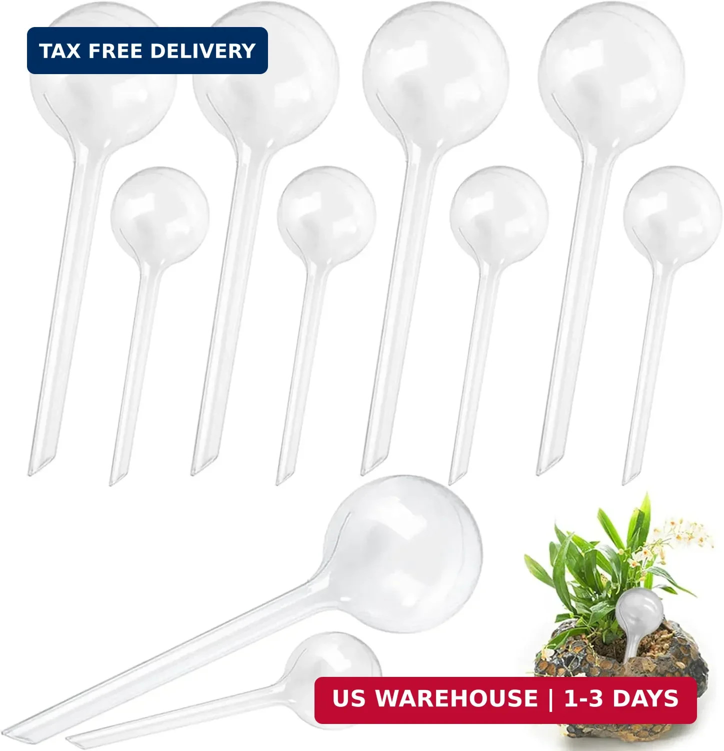 Irrmshr 10 Pack Clear Plant Watering Globes,Plastic Self Watering Bulbs for Indo
