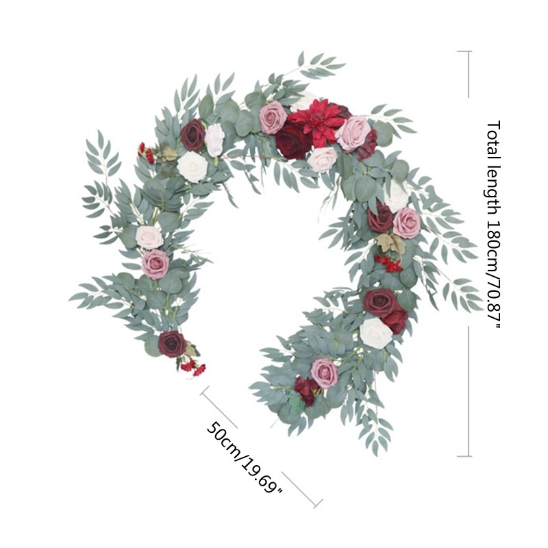 Fake Rattan Vine Wreath Simulation Hanging Lotus Wine Red Color