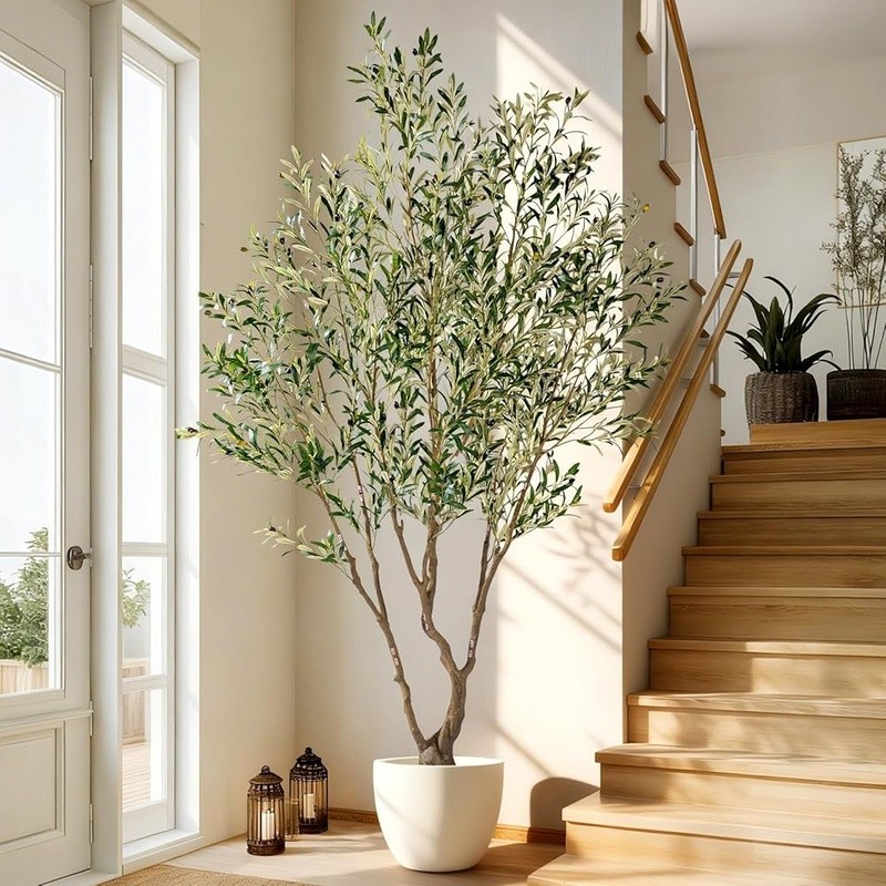 Realistic Faux Olive Tree Indoor W/ Weighted Pot Long Lasting Durable Decoration