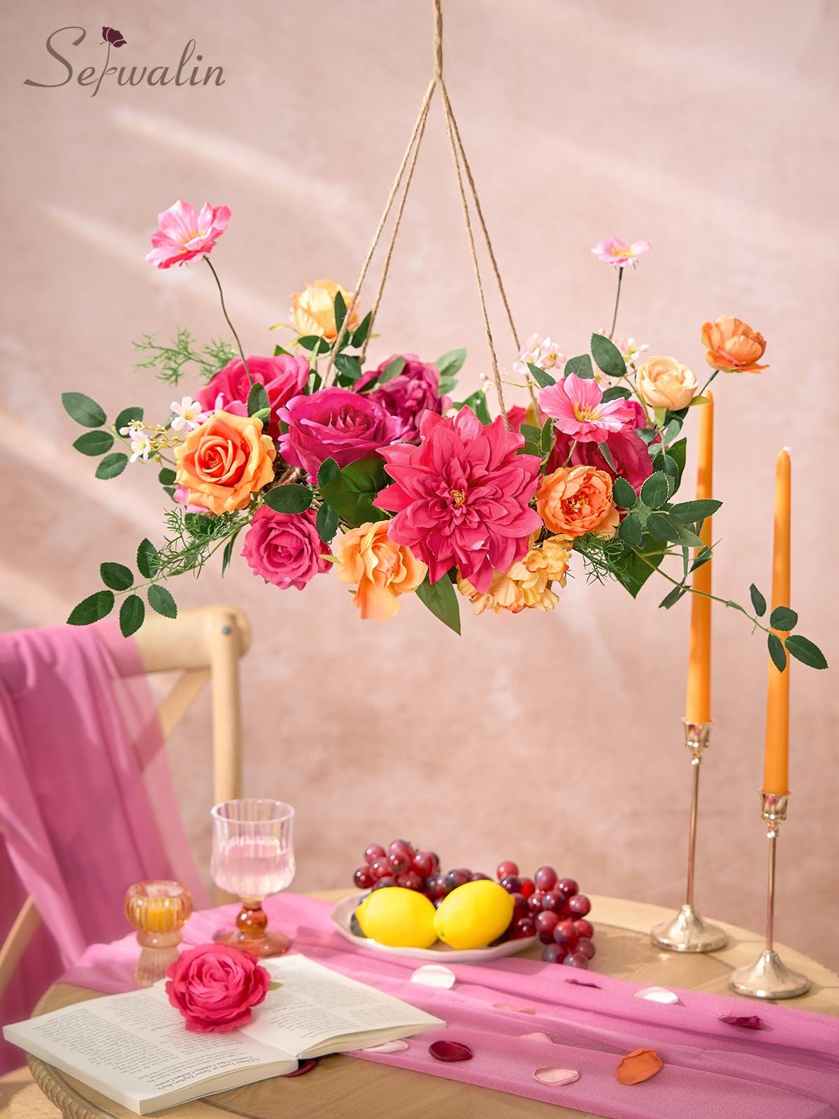 Artificial Hot Pink & Orange Flowers, Magenta Silk Fake Flowers, Autumn Faux …