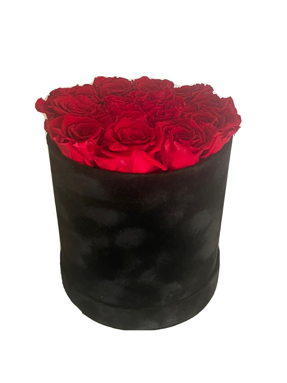 Black Velvet Round Box – Red Rose