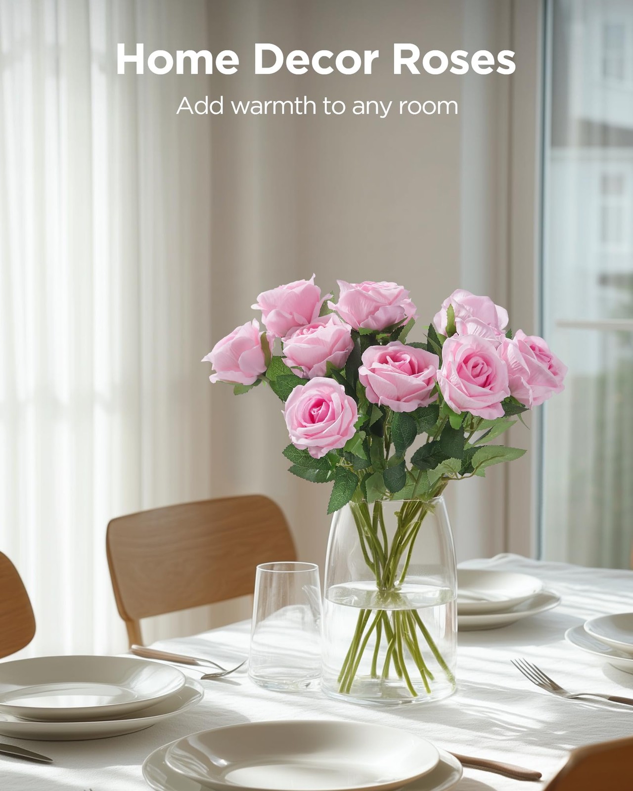 Pink Fake Velvet Silk Rose Artificial Faux Flower DIY Wedding Decor 50 PCS