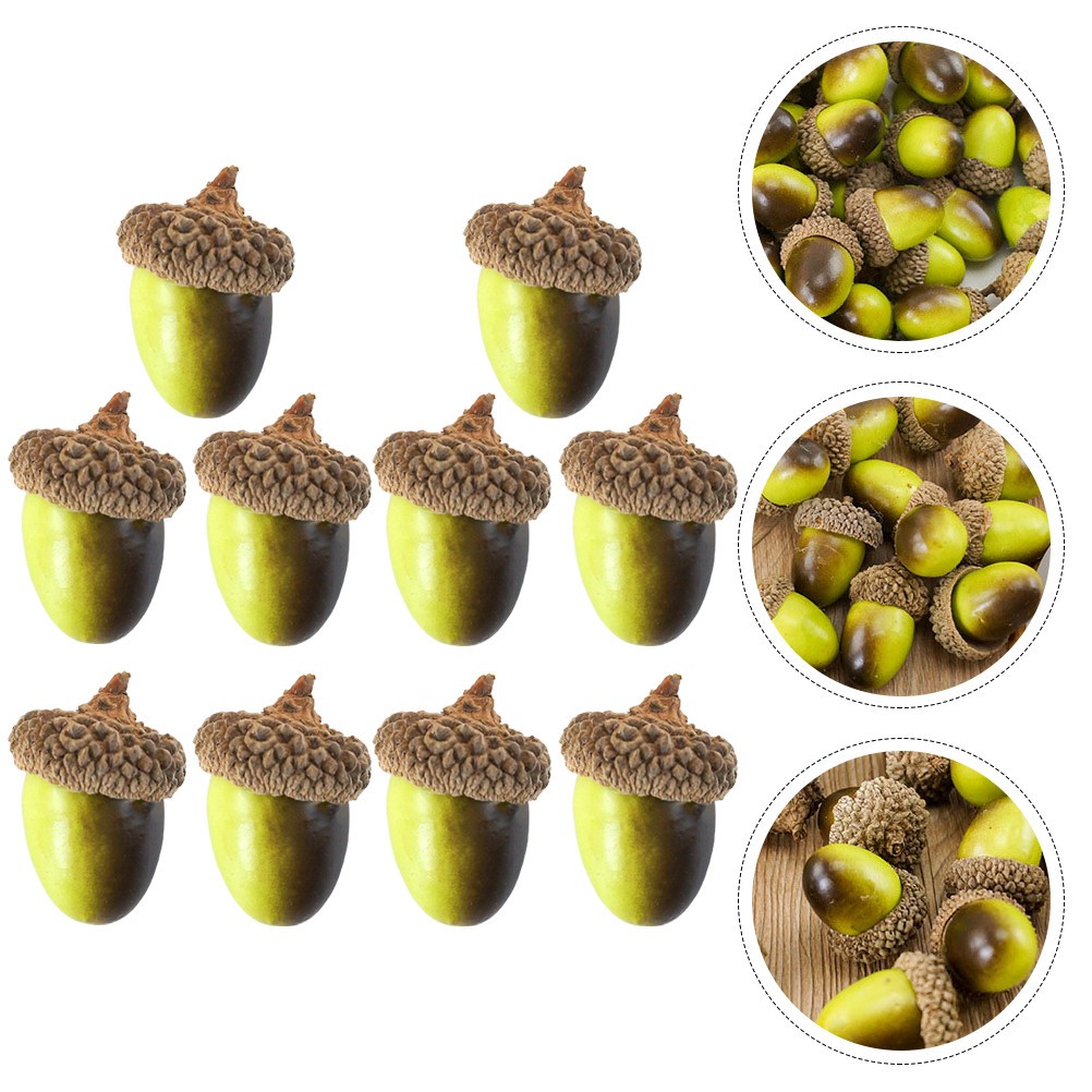 10 Pcs Simulated Wooden Acorn Christmas Decor Accessories for DIY Crafts
