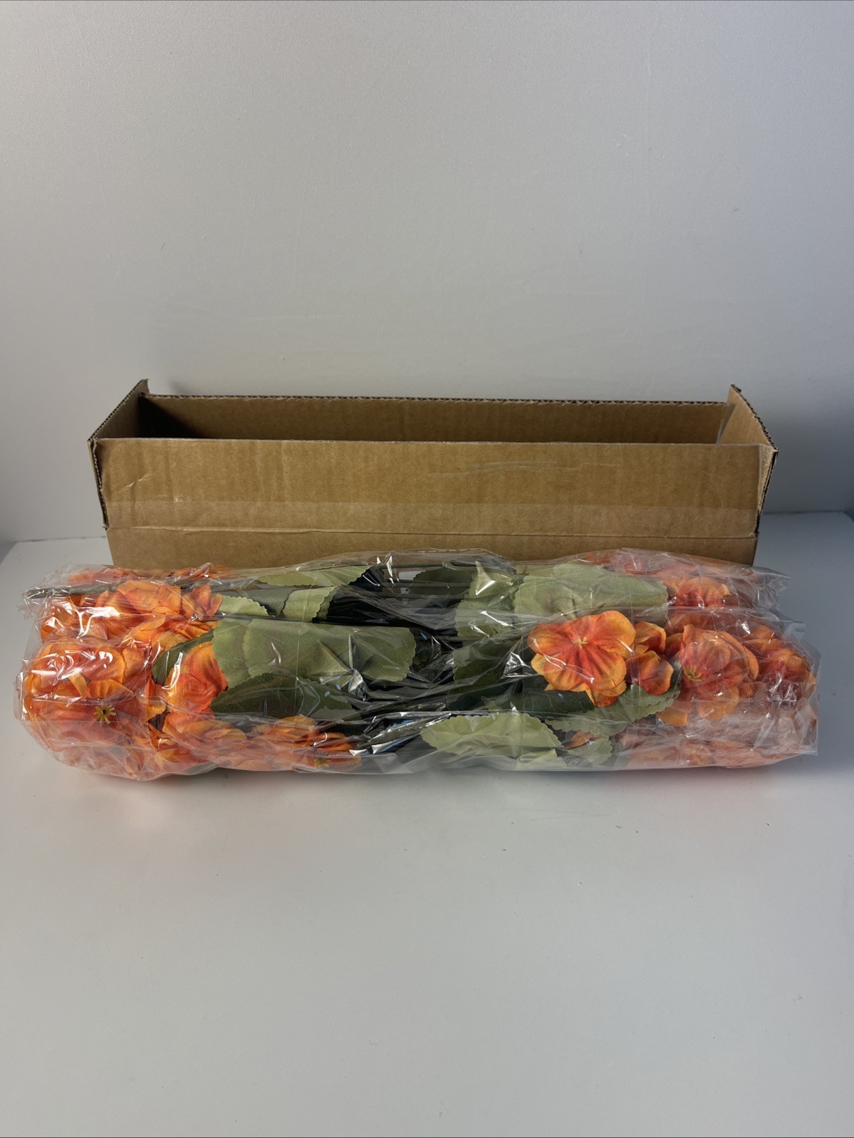 Artificial Fall Flowers Faux Geraniums Orange UV Resistant Outdoor (8 Bundles)