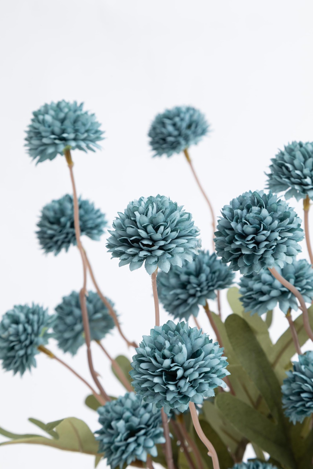 Dusty Blue Flowers Artificial Pompon Mum Silk Small Mini Chrysanthemum