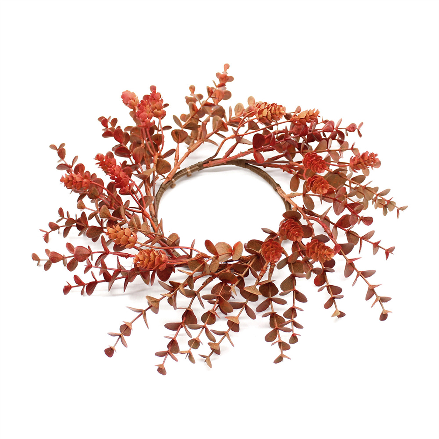 Orange Eucalyptus and Hops Candle Ring / Wreath 4.5″ Inner Autumn Fall