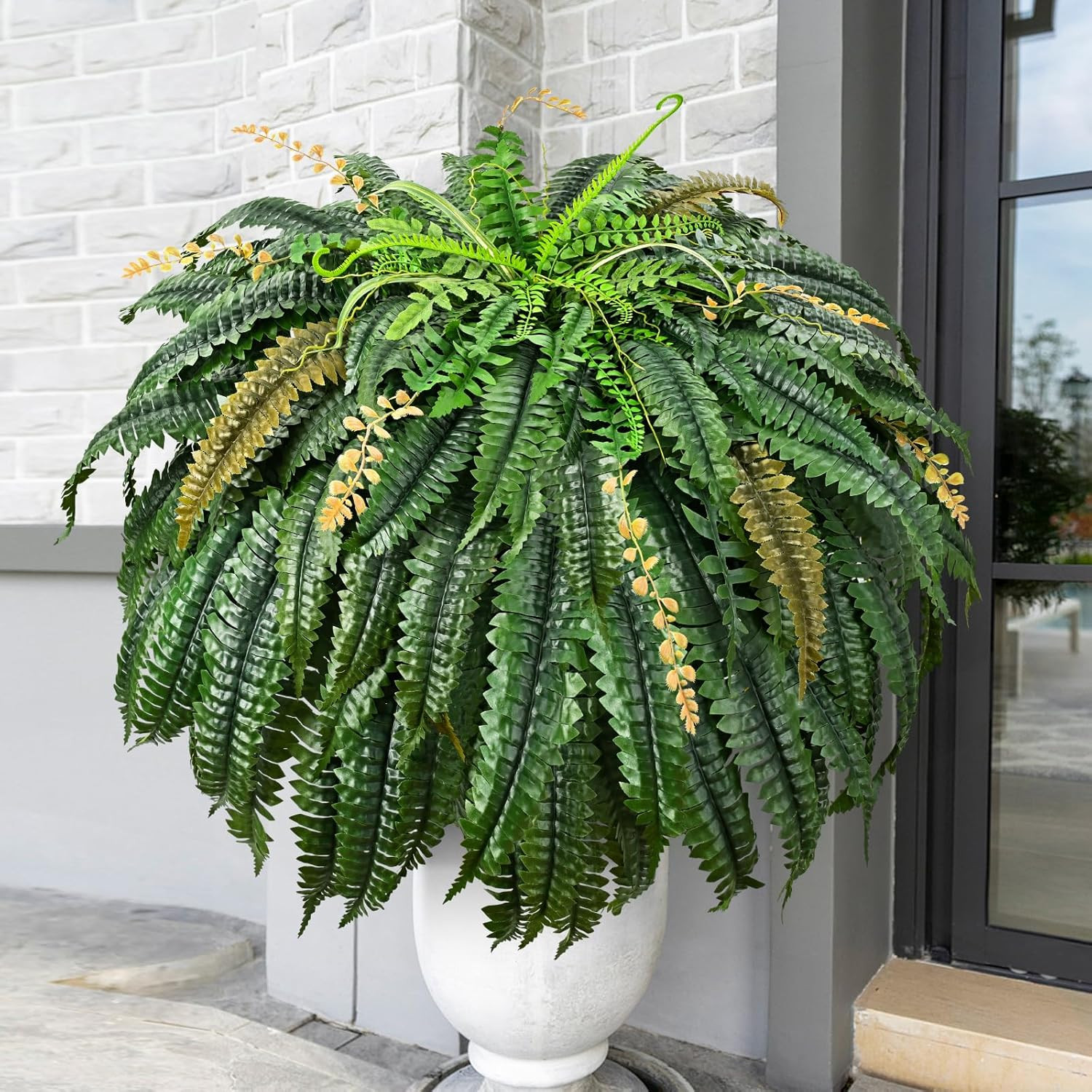 2PCS [133 Leaves Full Fake Ferns] Large Artificial Plants Outdoor, 48Inch Artifi