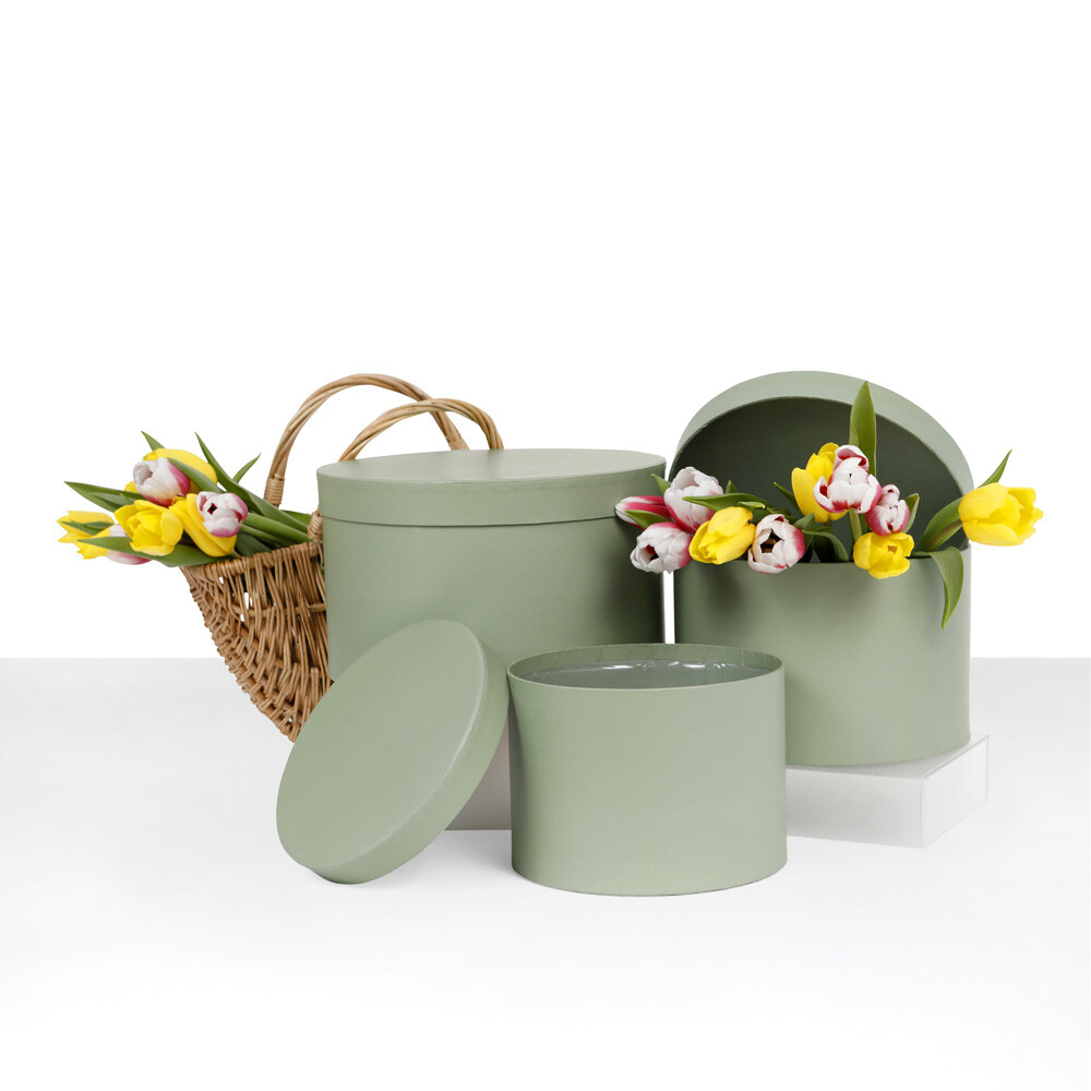 Surprise Round Flower Gift Box – Set of 3, for Luxury Flower Arrangements | W738