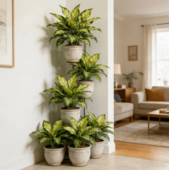 2pcs Artificial Tropical Plant Tree UV Resistant Indoor Outdoor Faux Green Decor