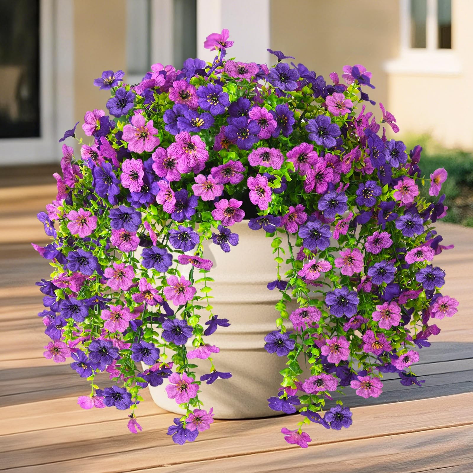 2Pcs Artificial Fake Hanging Flowers for Outdoors UV Resistant Artificial Pla…