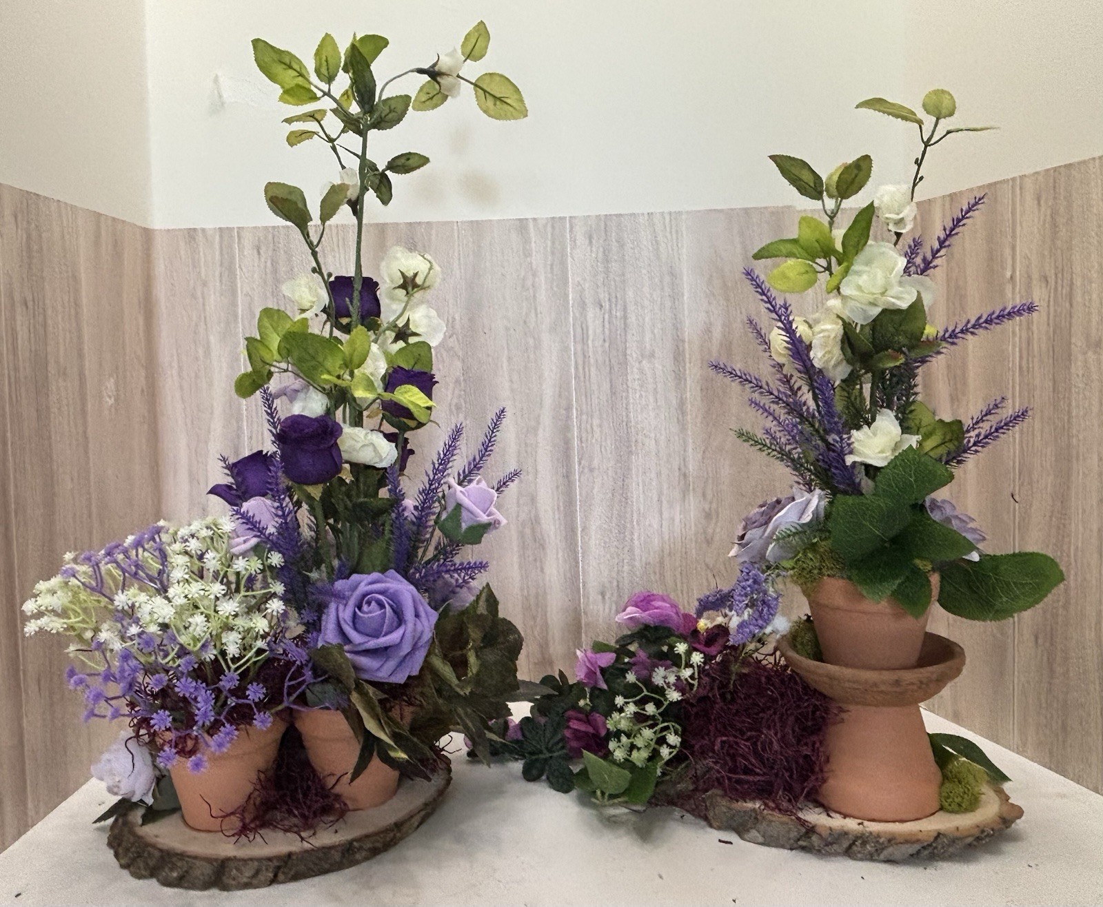Wedding Shower Shades Of Purple Silk Flower Arrangements Box 2