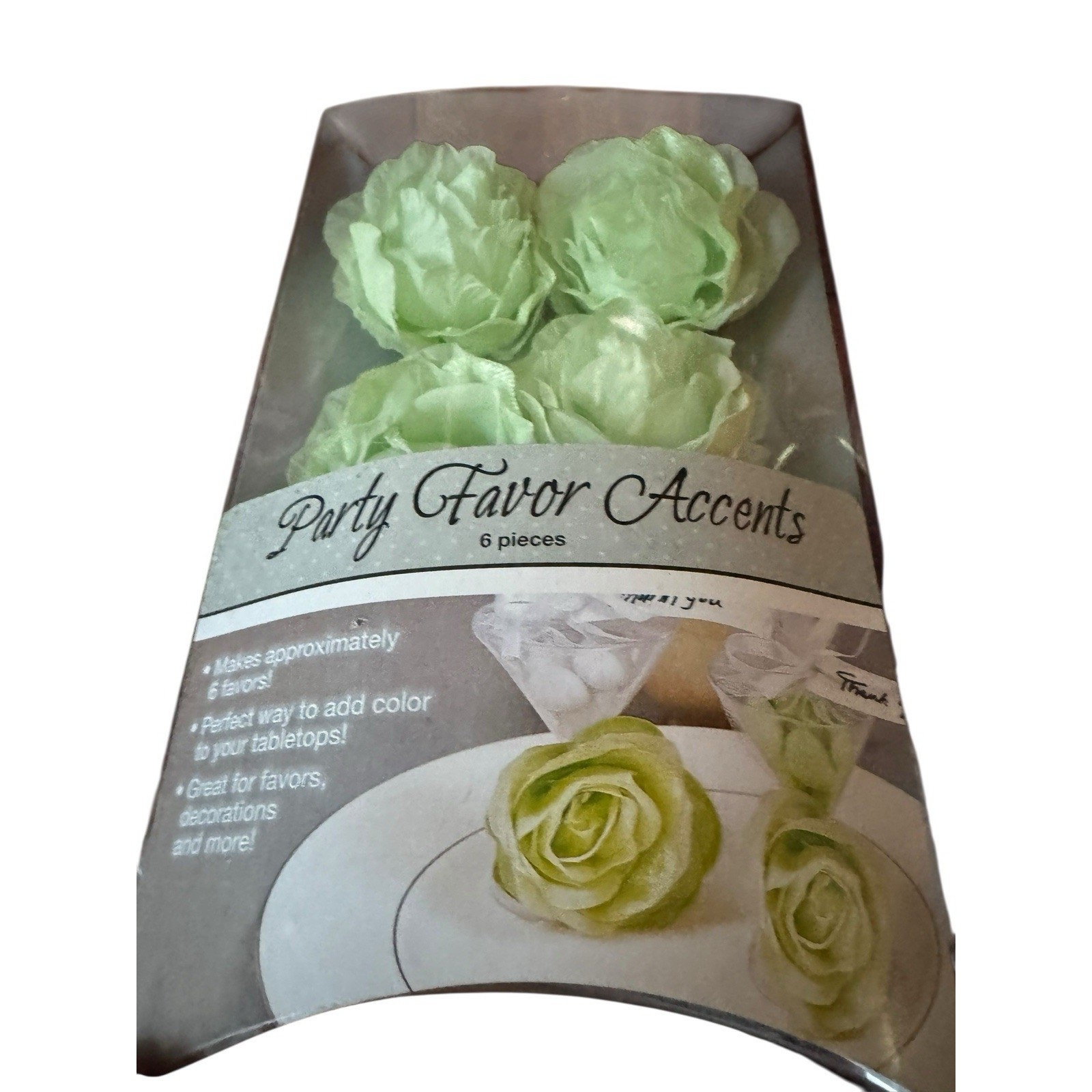 18 Artificial Accent Roses Tabletop Decorations Dinner Party Green Pink Flower