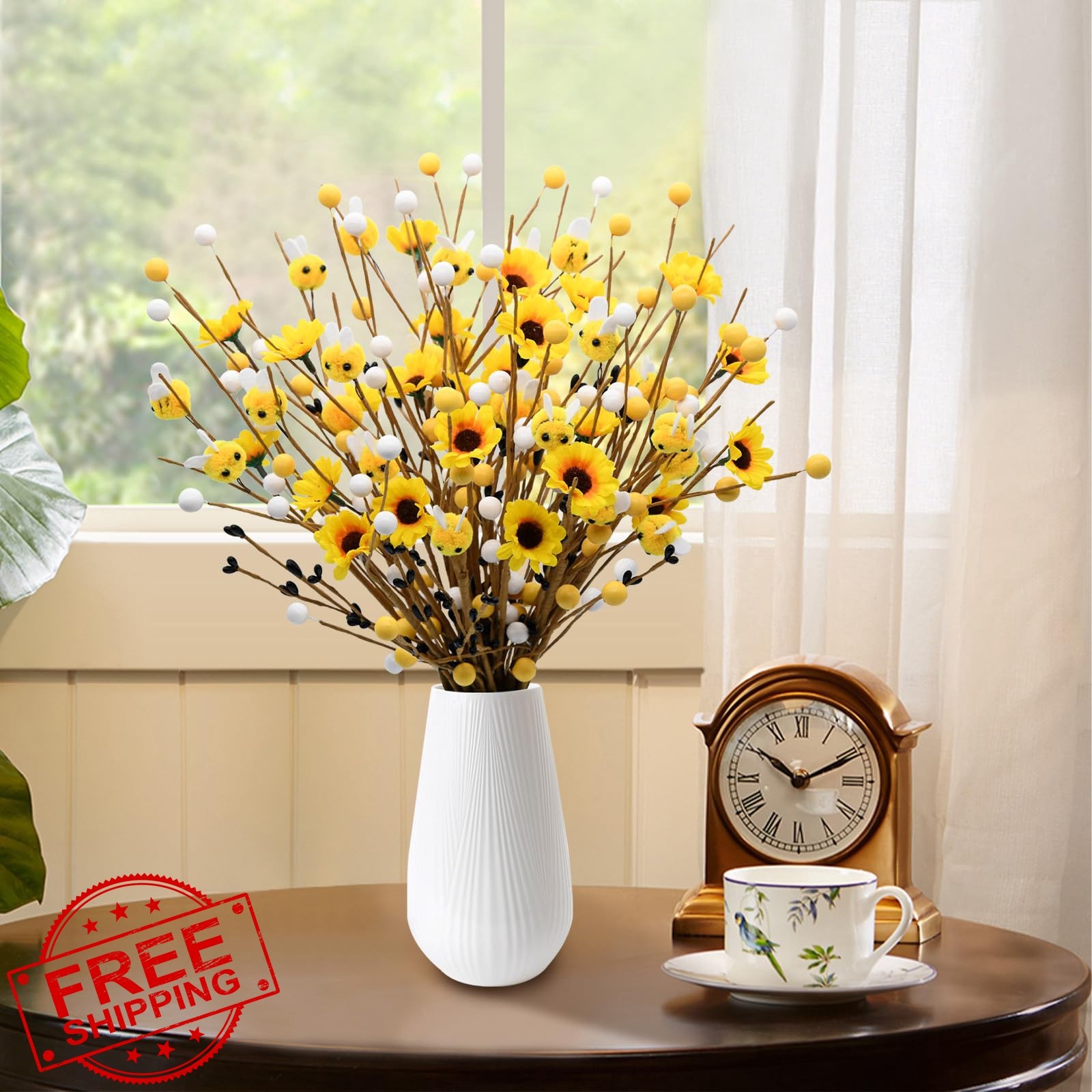CRCZK Bee floral stems, yellow brown