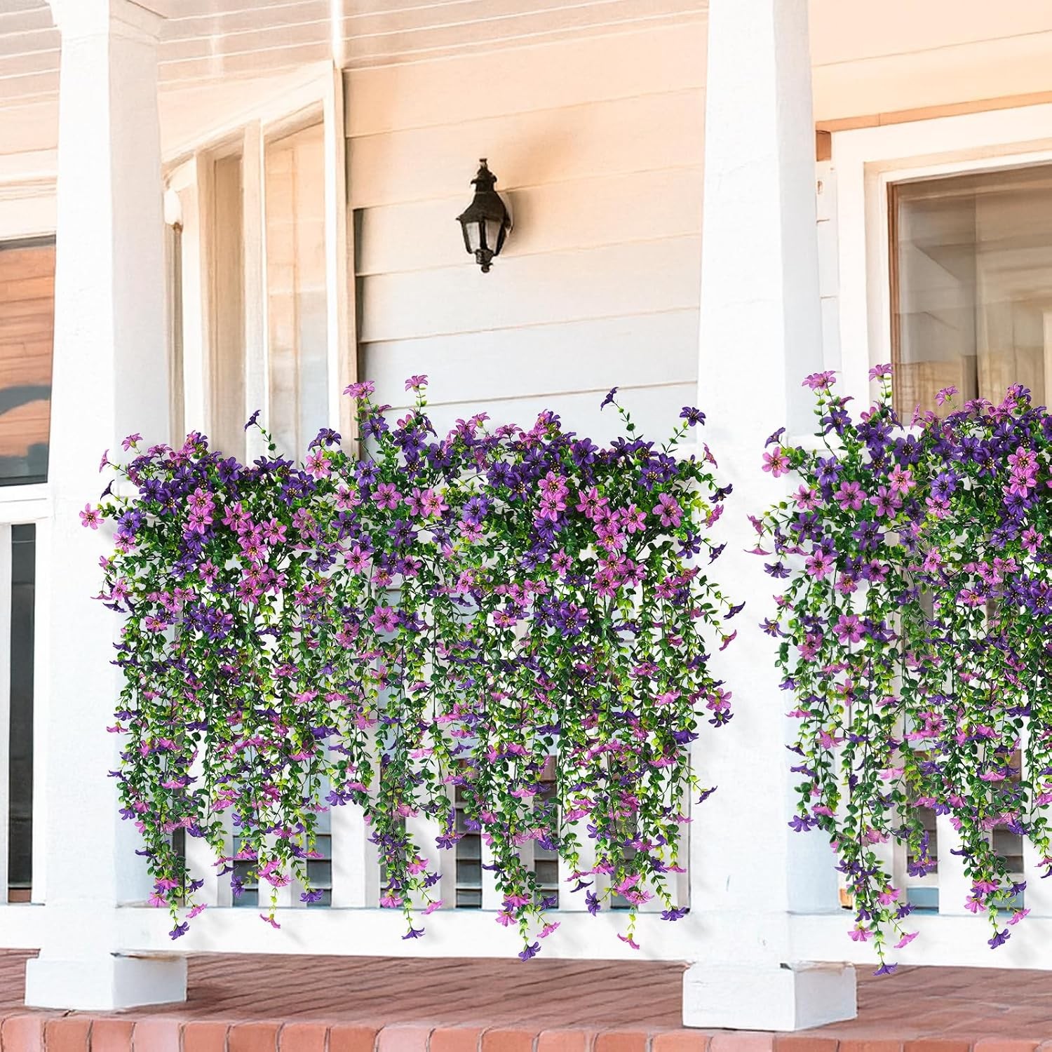 2/4 PACK Artificial Hanging Flowers for Outdoors Faux Plants, Artificial Flowers
