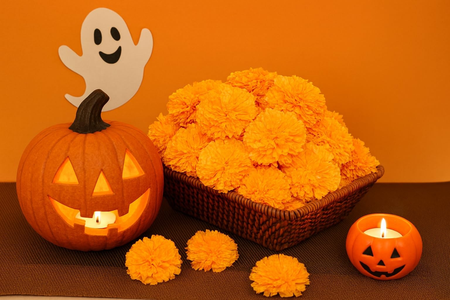 60 pc Artificial Marigold Flowers for Diwali Decorations, Day of The Dead, Dí…
