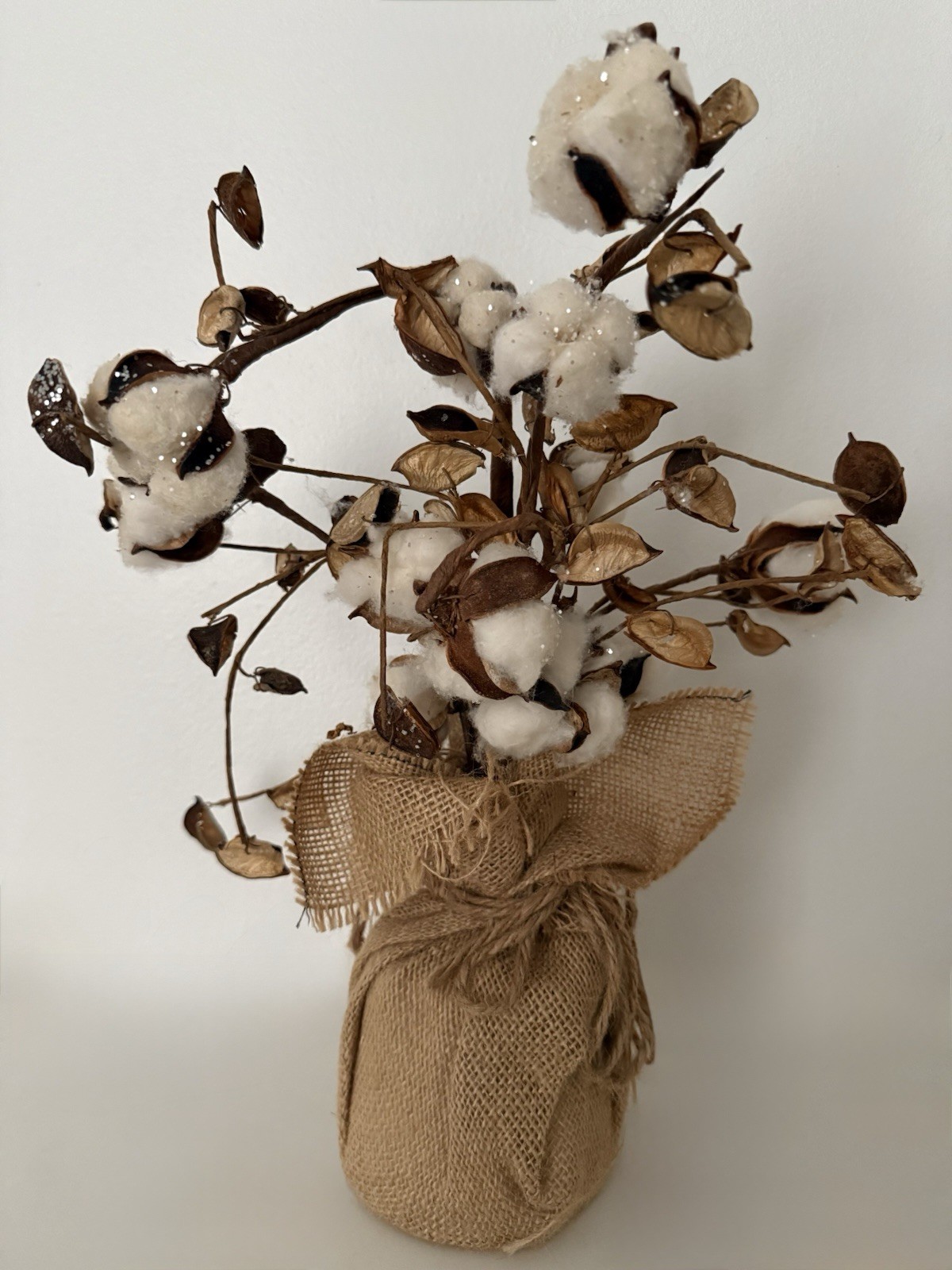 Natural Floral White Cotton Boll Ball Arrangements Southern Farmhouse Home Decor