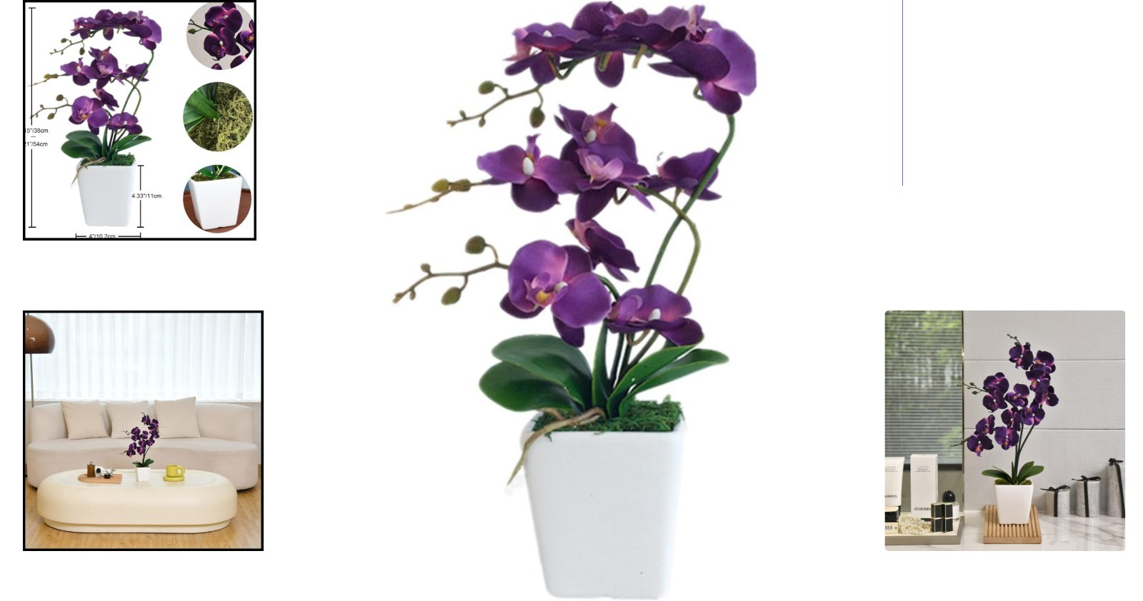 Handmade 15″ Silk Phalaenopsis Orchid with Ceramic Pot – Indoor/Outdoor Decor