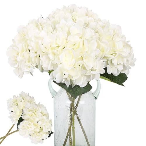 6pcs Hydrangea Artificial Flowers – Faux Hydrangea Flowers, Fake 6PCS White