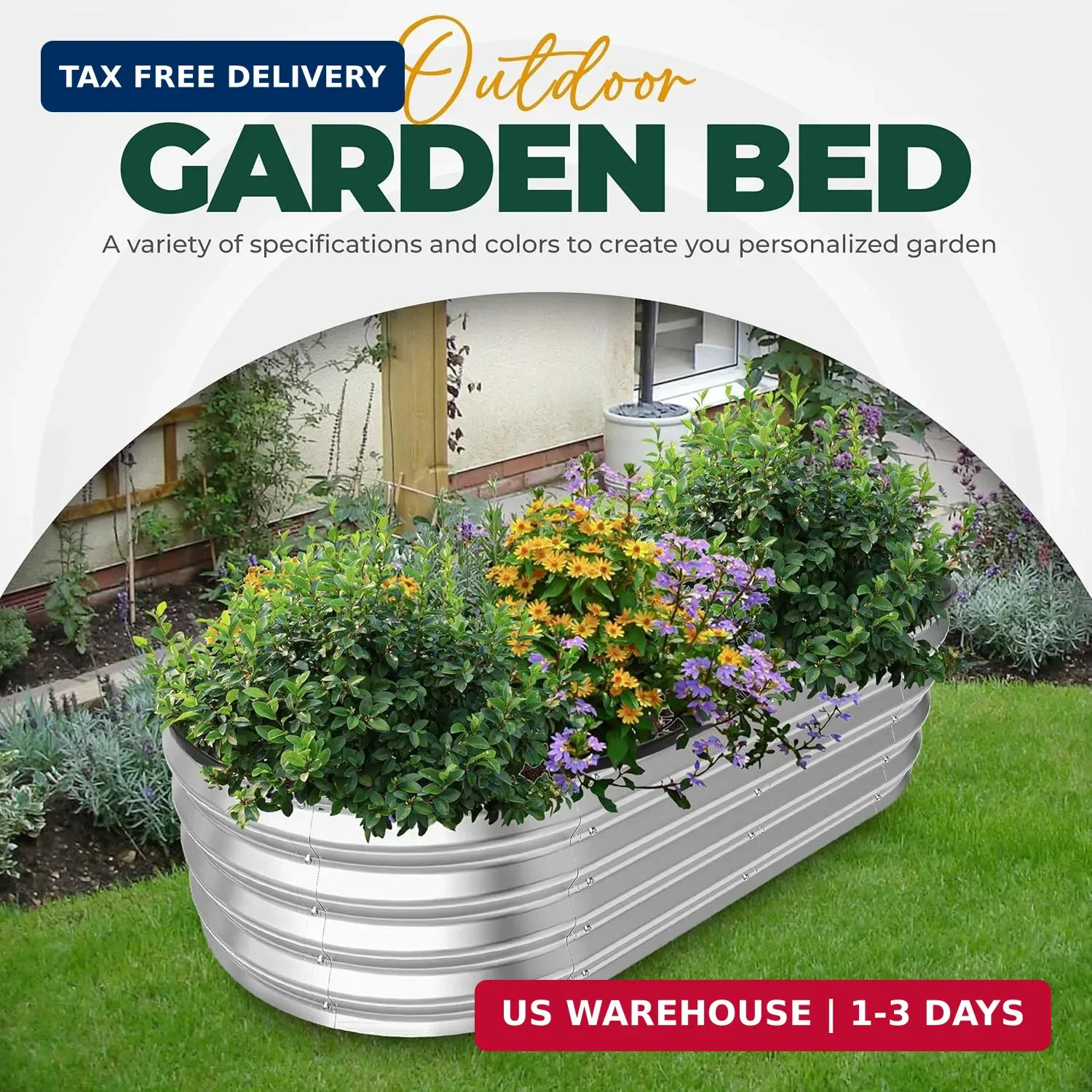 Utopia Home Galvanized Raised Garden Bed Kit 4x2x1ft, Planter Box Raised Garden