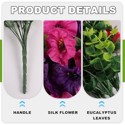 Artificial Hanging Morning Glory Flowers Purple 2 Bundles UV Resistant