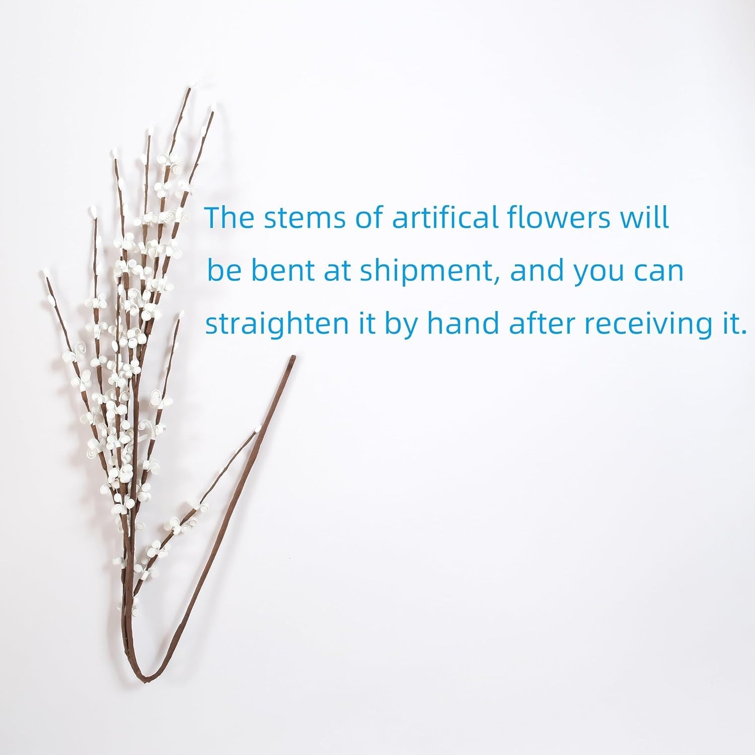 10pcs Faux Tall Pussy Willow Branches for Home Office Wedding Decor White