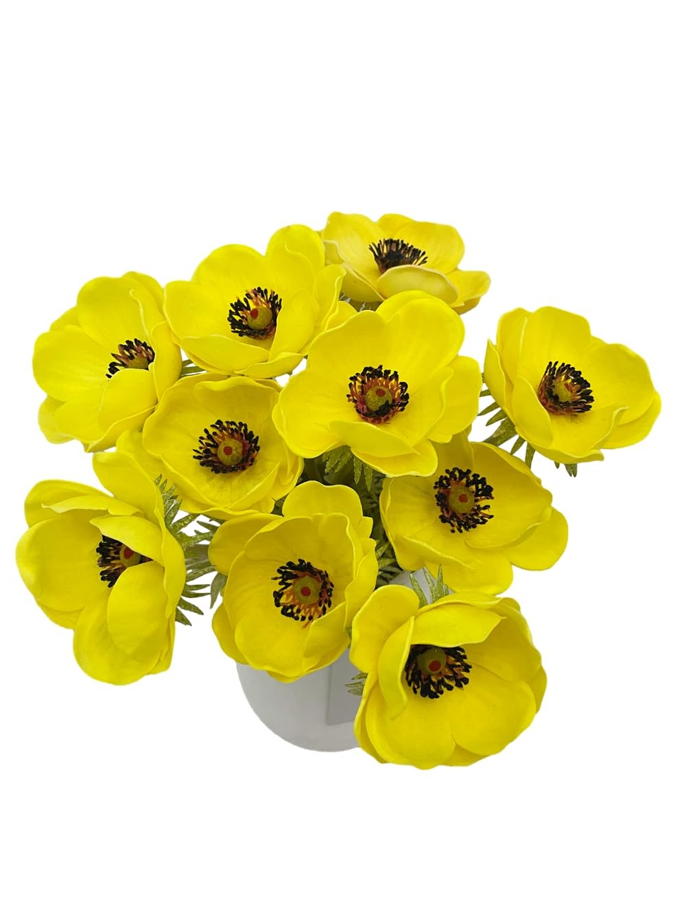 5Pcs Artifical Real Touch PU Anemone Flower Bouquet Room Home Decor (Yellow)