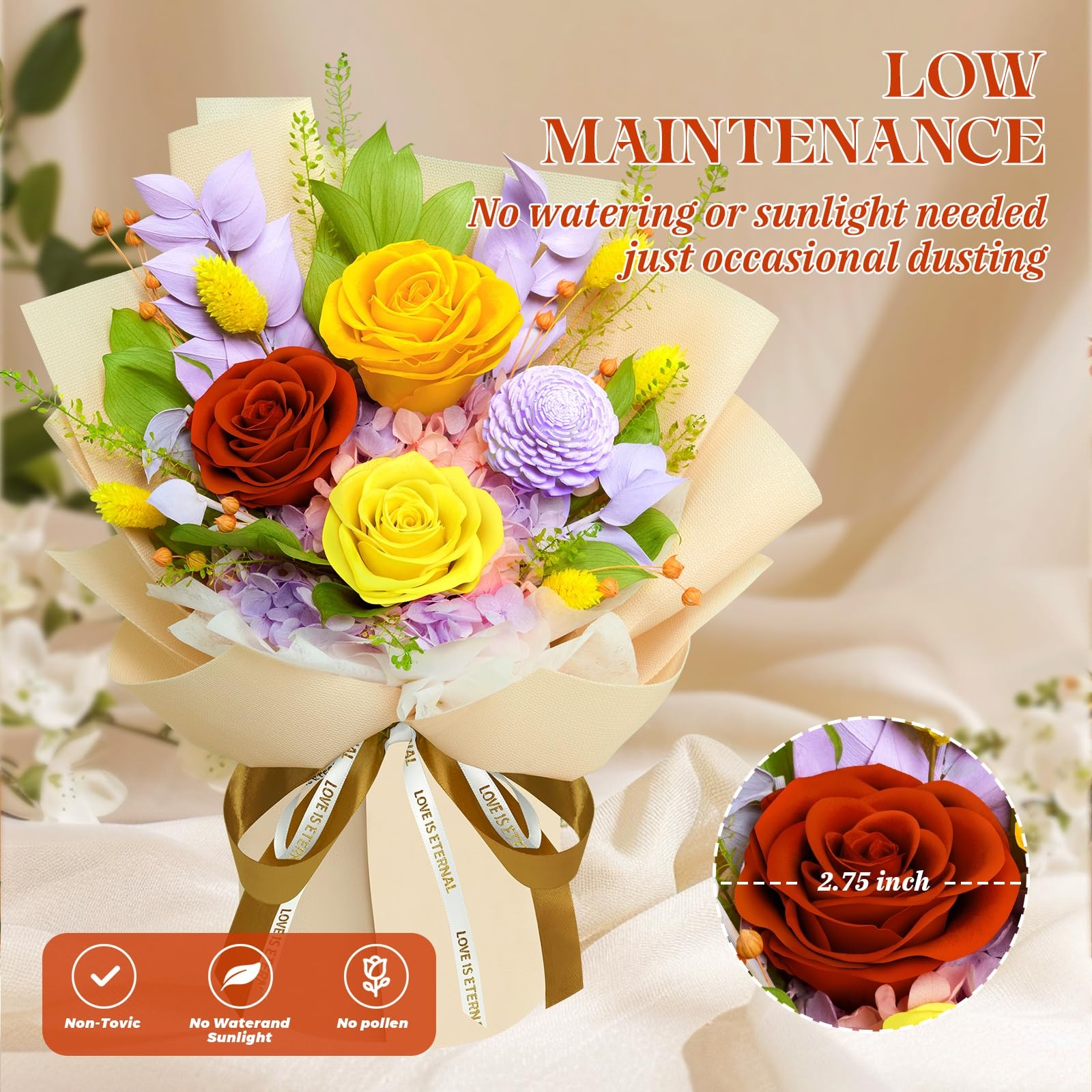 Preserved Flowers Bouquet – Valentines Day Gifts for Women, Real Flowers for …