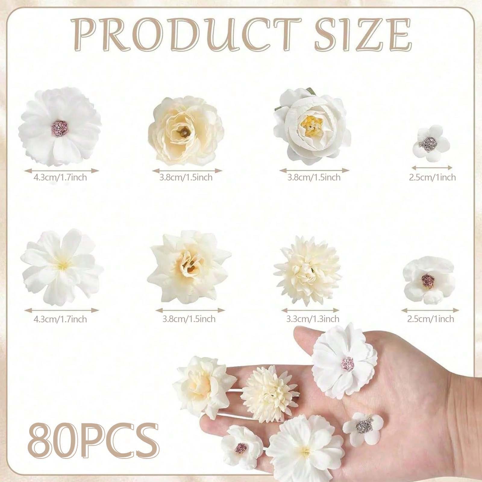 80 Artificial Silk Roses for DIY Hair Accessories Home Decor Photography Props