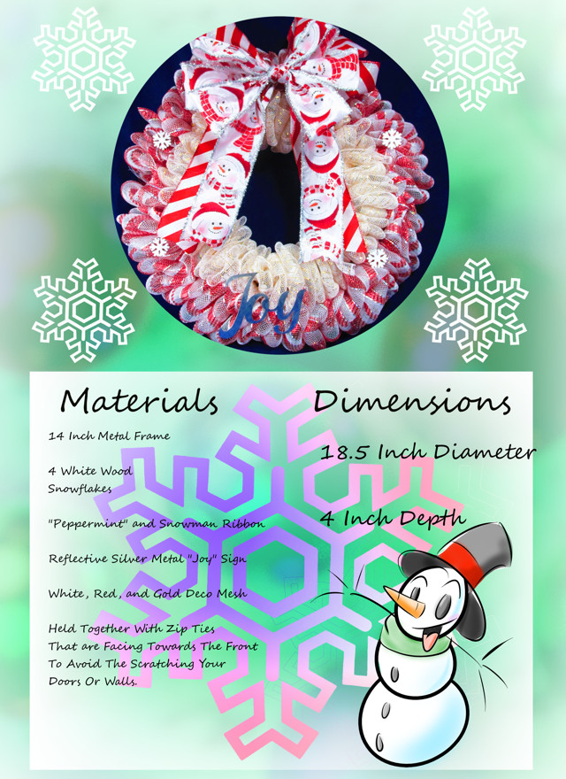 Red and White Poof Deco Mesh Christmas Ribbon Wreath