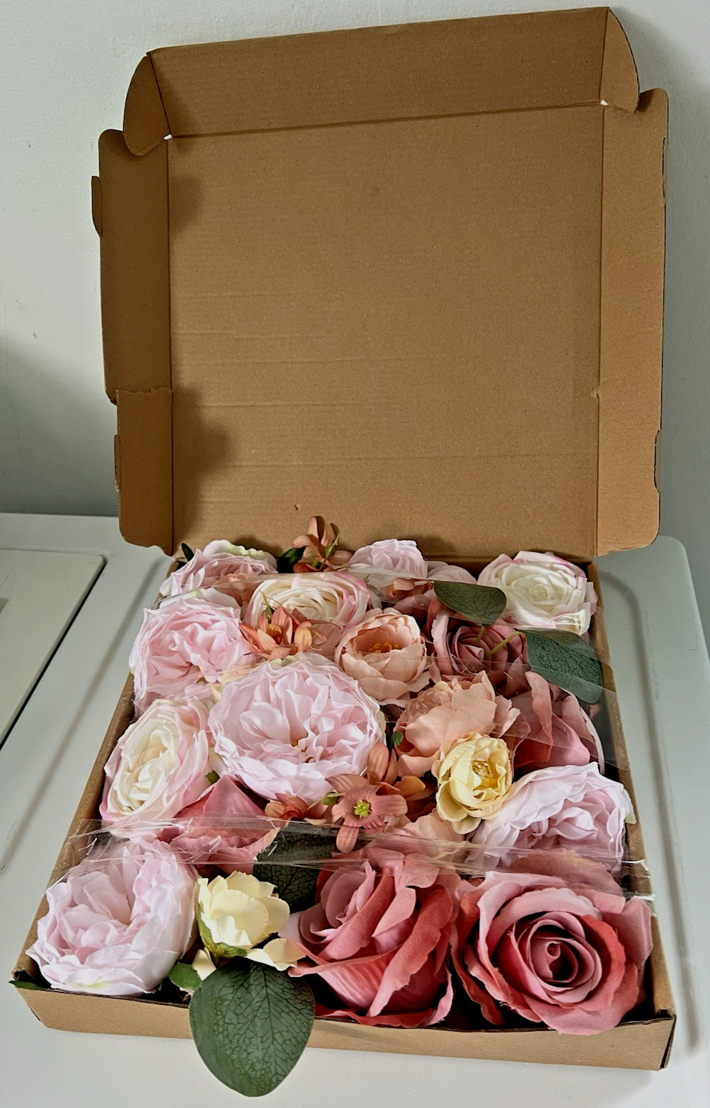 Peonies Artificial Flowers Pink Silk Roses Blush Pink, Peach, Cream 8″ Stems