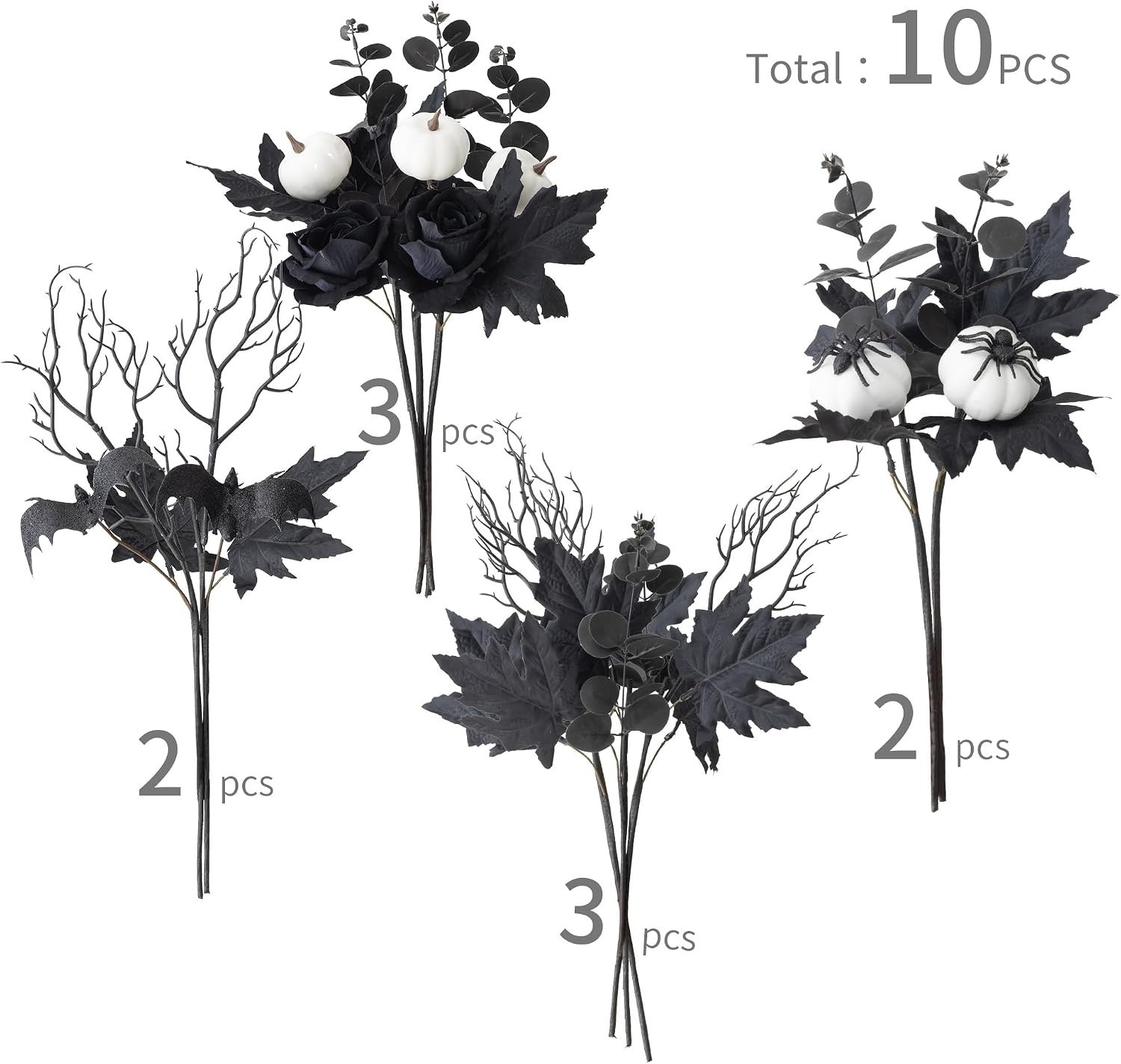 Versatile 10 PCS Silk Fall Bouquets – 18 Inch Indoor and Outdoor Arrangements