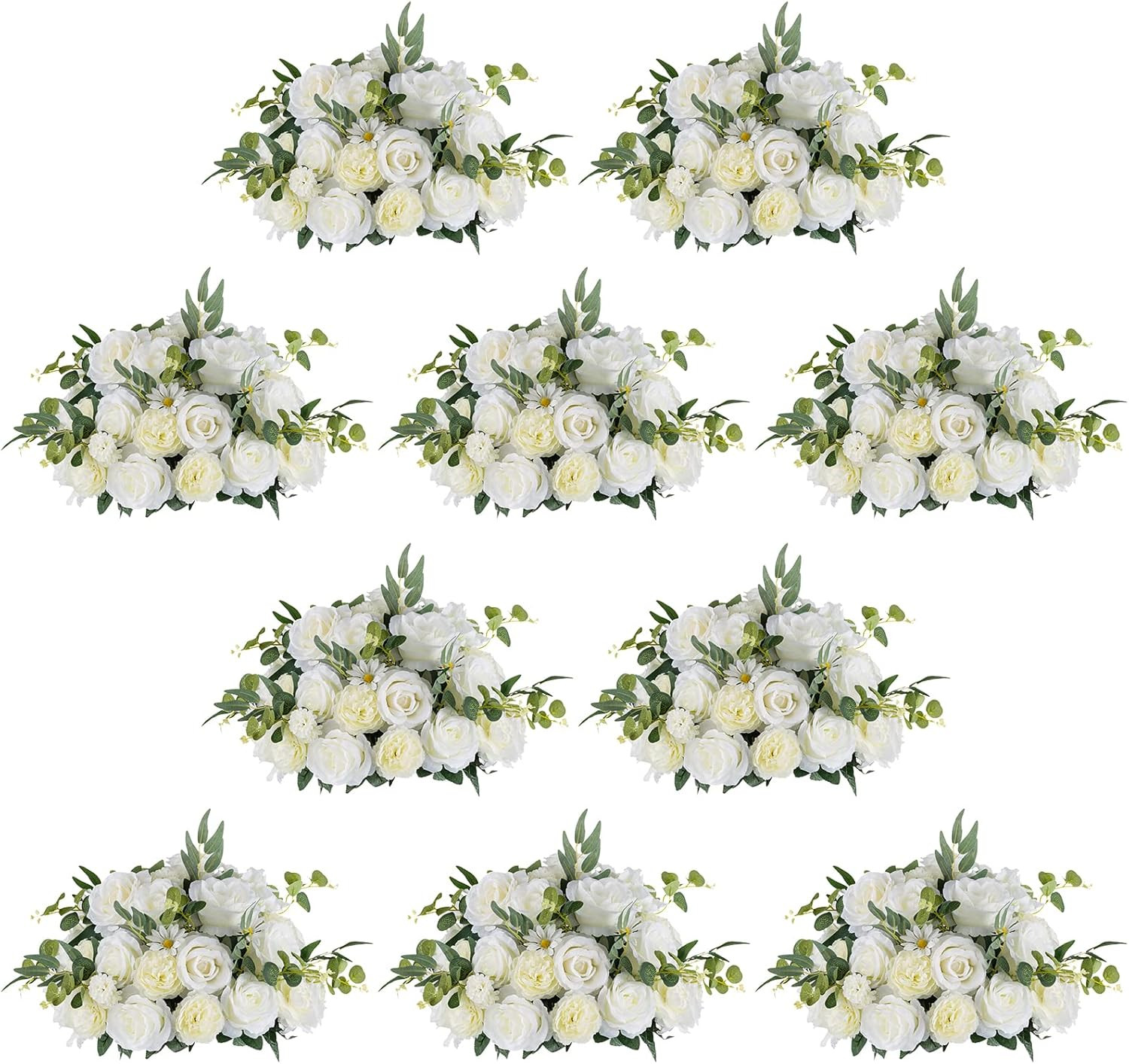 10 Pcs White Flower Ball Centerpieces for Weddings & Parties – 17.7 Inch