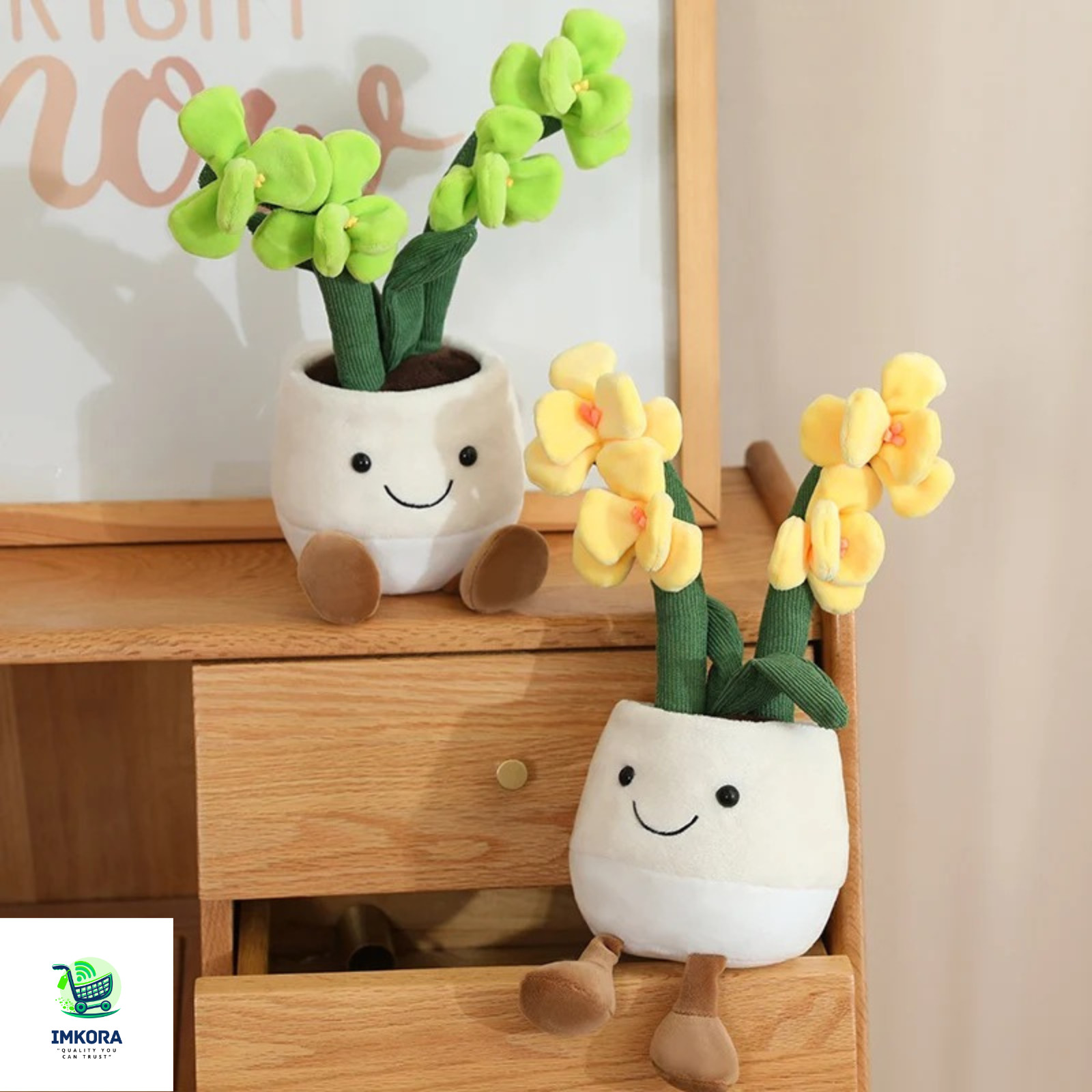 35cm Plush Orchid Flower Pot Doll Smiling Plant Plush Toy Cute Stuffed Pillow