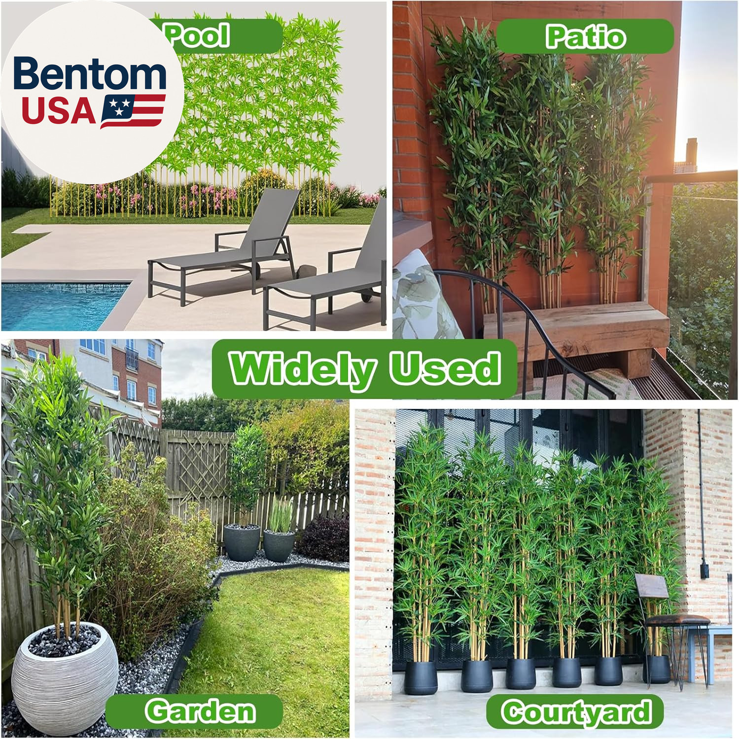 4 Ft Faux Bamboo Plant Outdoor 10 Pack, Fake Bamboo with Encrypted Leaves for Pa