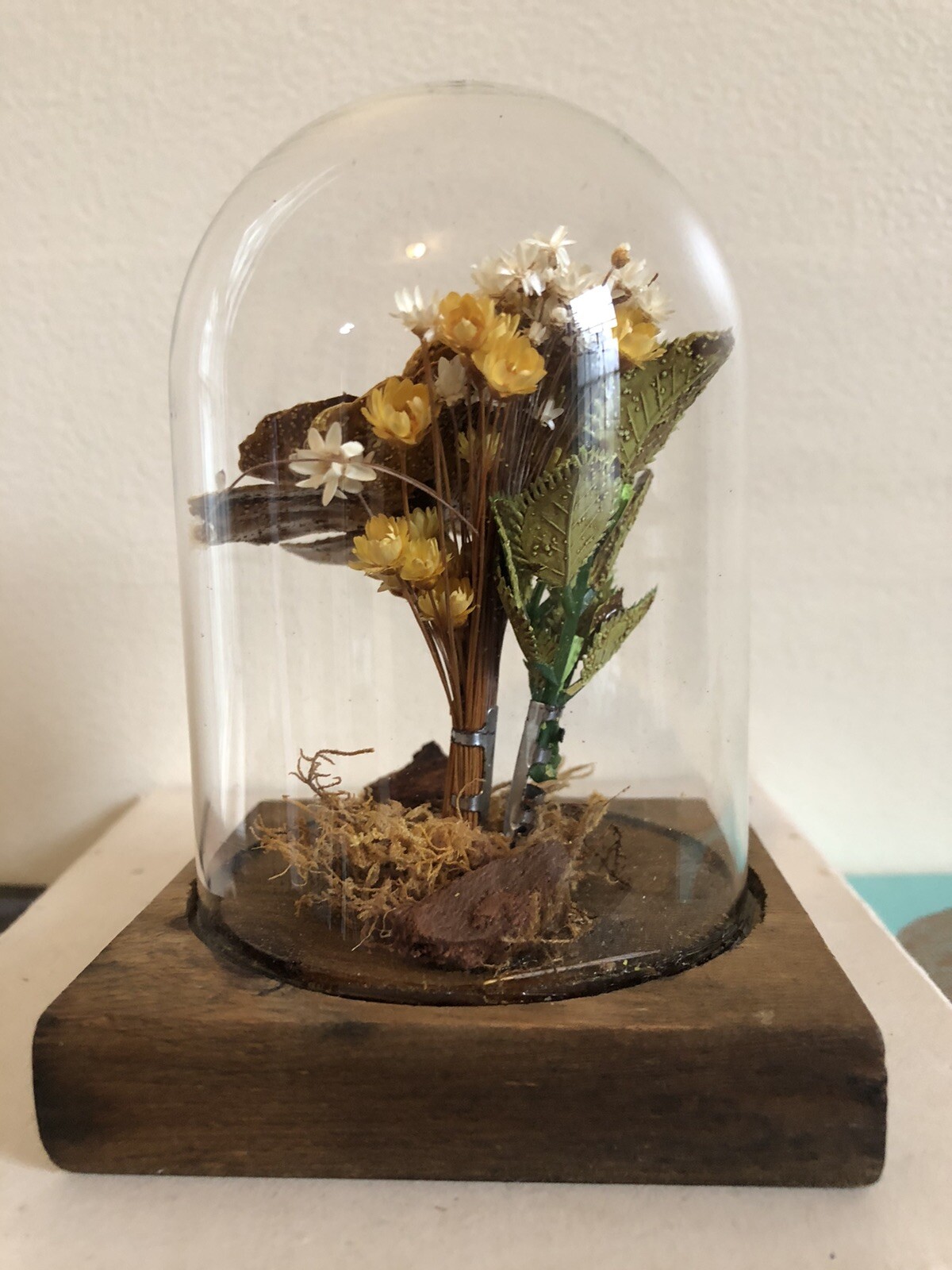 Vintage Glass Incased Flower Arrangement by Leonard Creations
