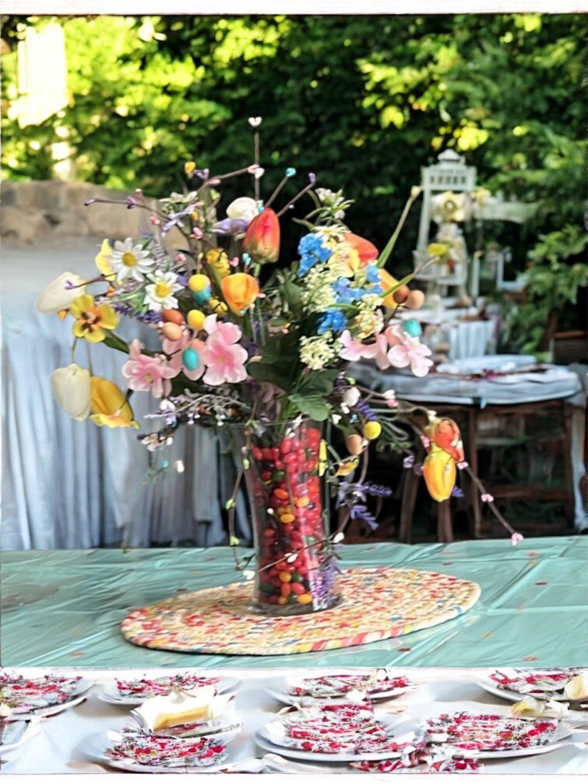 Custom Order Artificial Flower Arrangement In Glass Vase