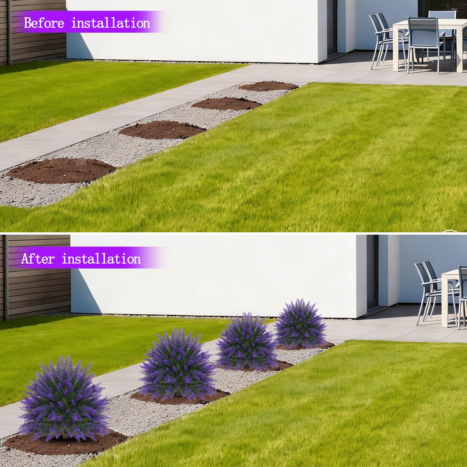Artificial Lavender Topiary Bushes 24″ Set of 2 UV Resistant Faux Indoor Outdoor