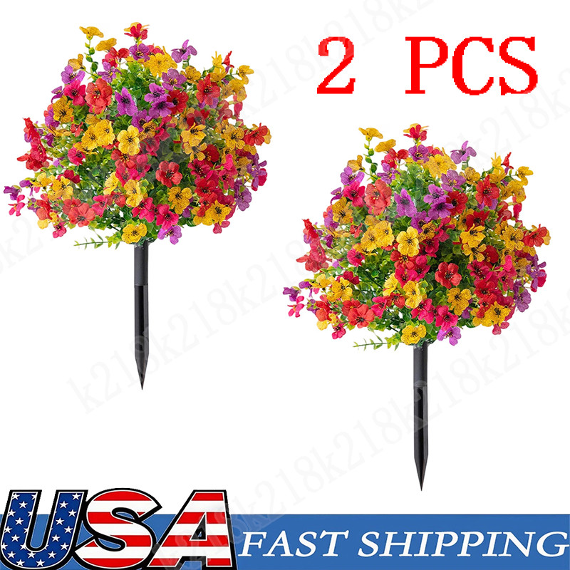 Artificial Violet Flowers with Ground Spike Fake Plants Garden Patio Yard Decor