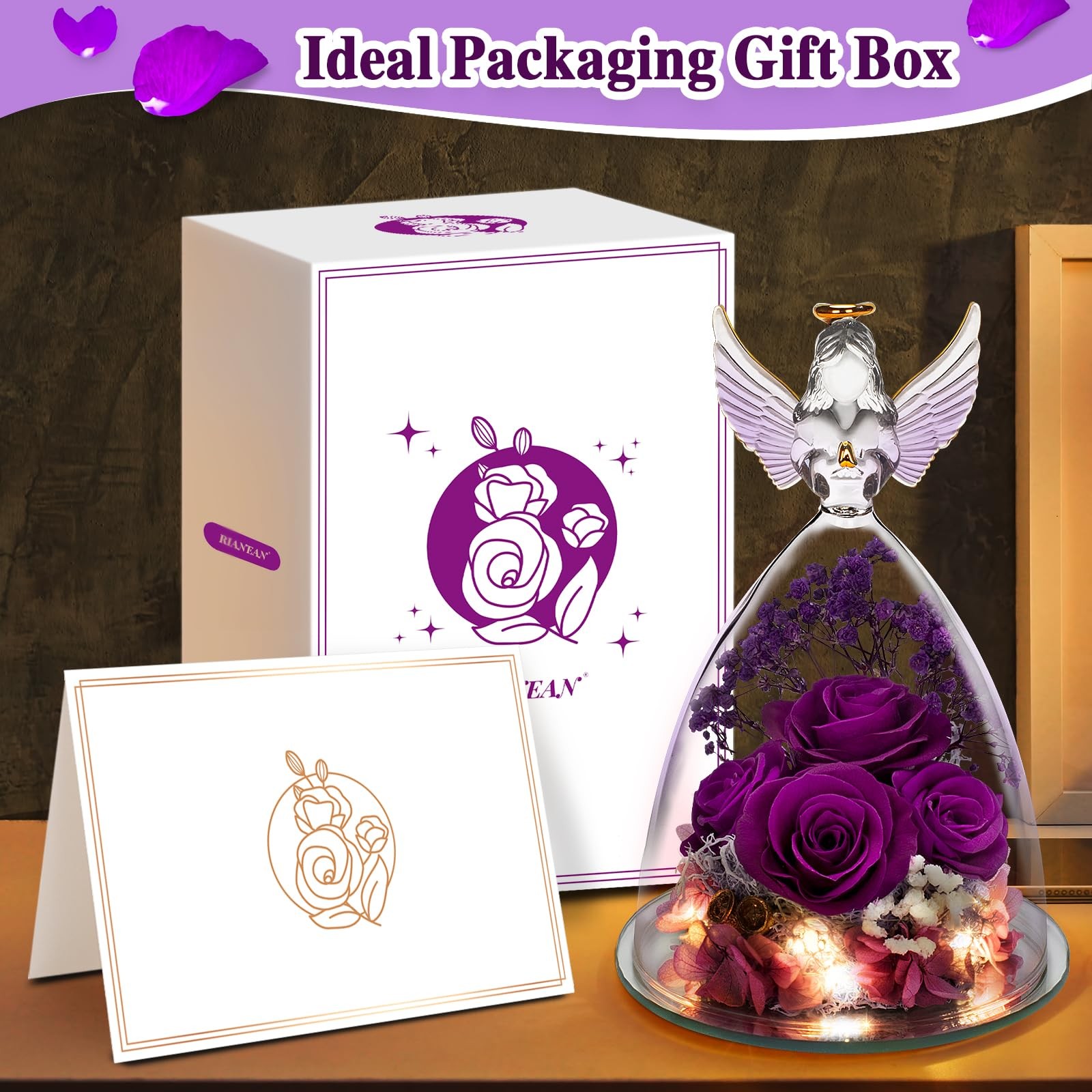Mothers Day Rose Gifts for Mom, Preserved Flower Gifts for Women, Purple Rose…