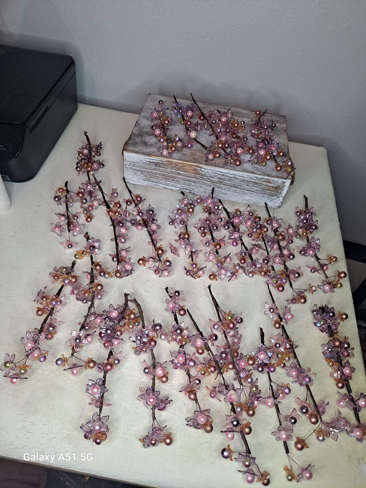Pink Purple Plastic Flower Floral Branches 25 Piece